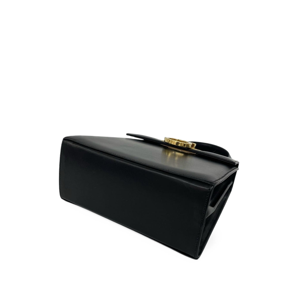 Ferragamo Small Leather Gancini Iconic Top Handle Bag — Black