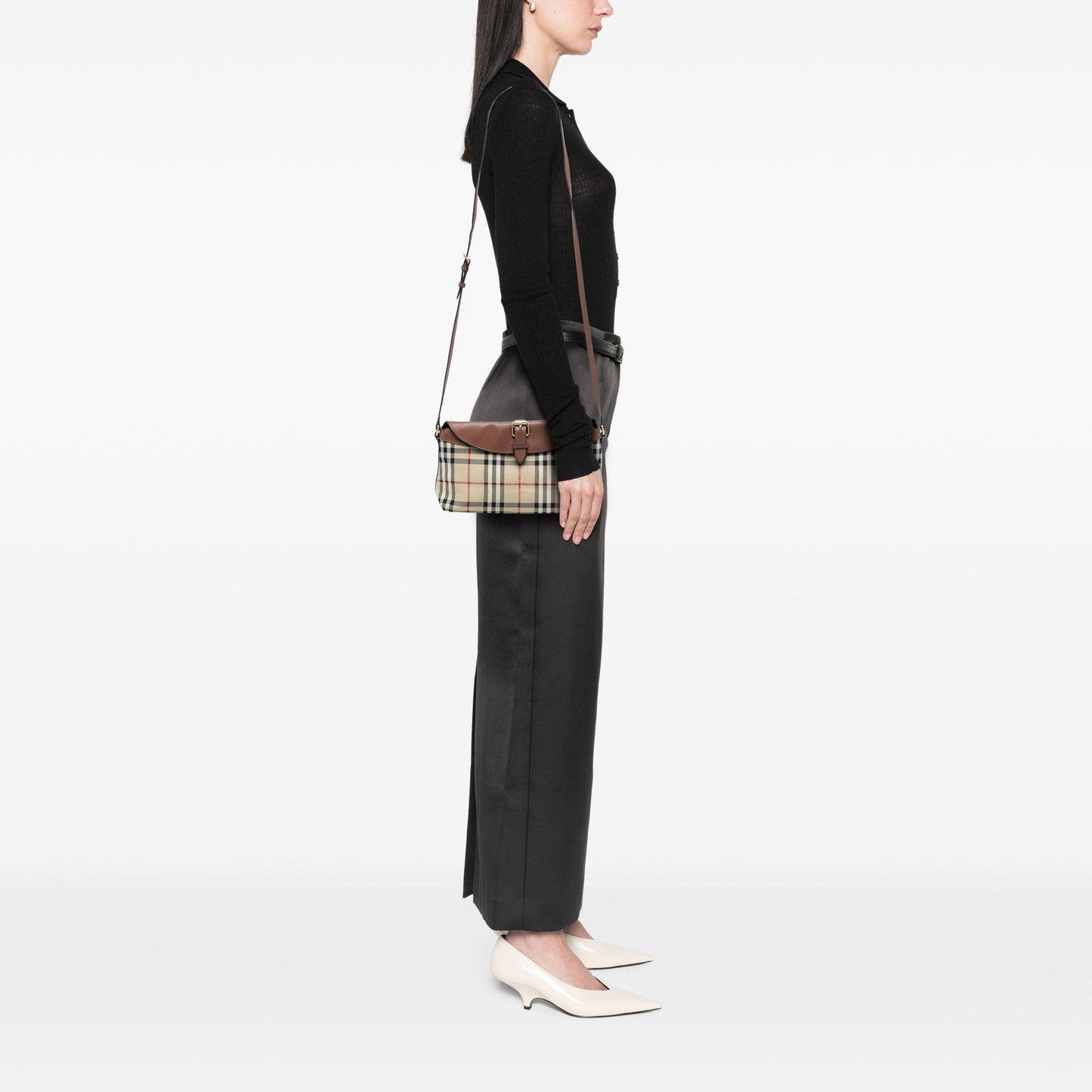 Burberry Haymarket Check Coated Canvas Leah Crossbody