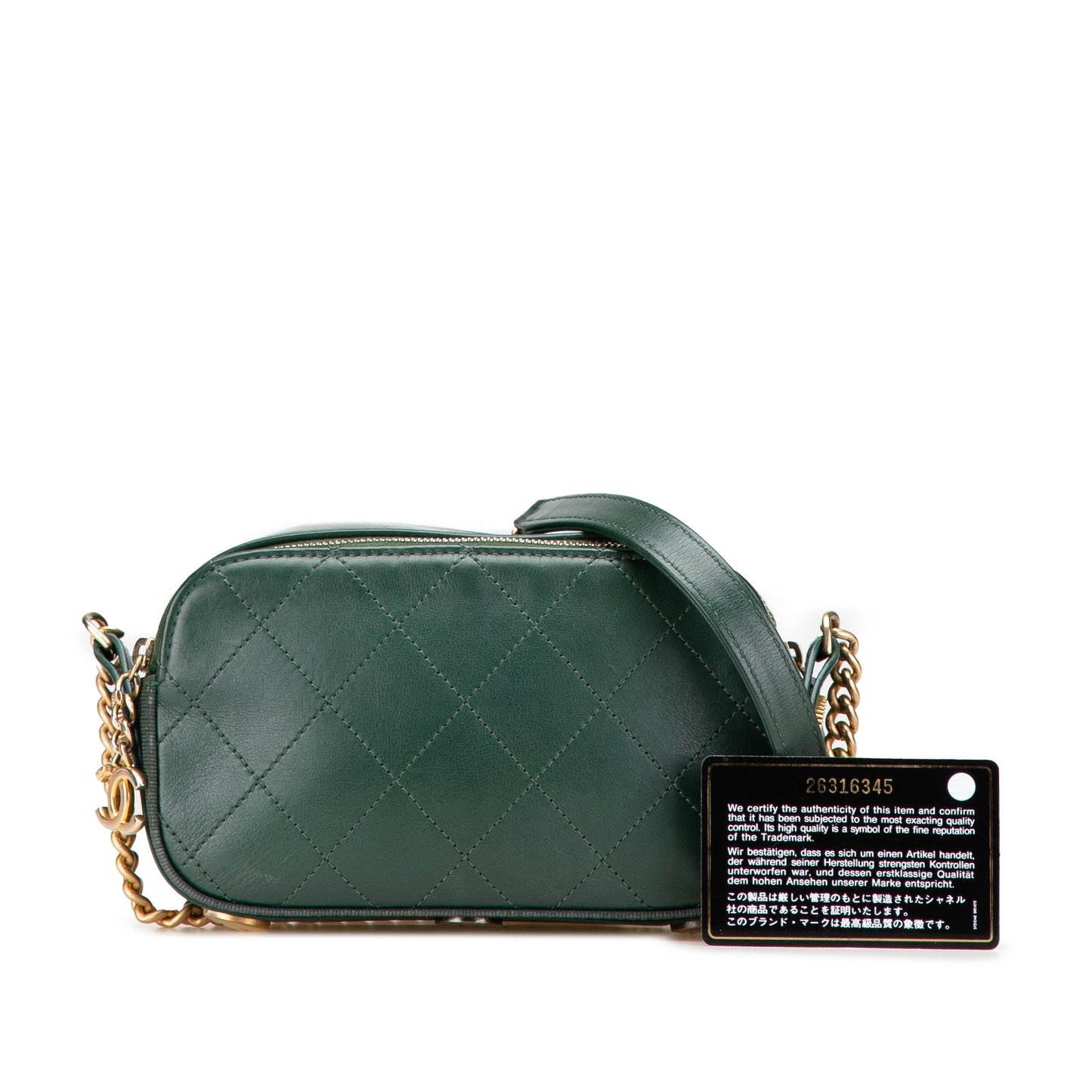 Chanel Stitched Calfskin and Grosgrain Button Up Double Zip Camera Bag