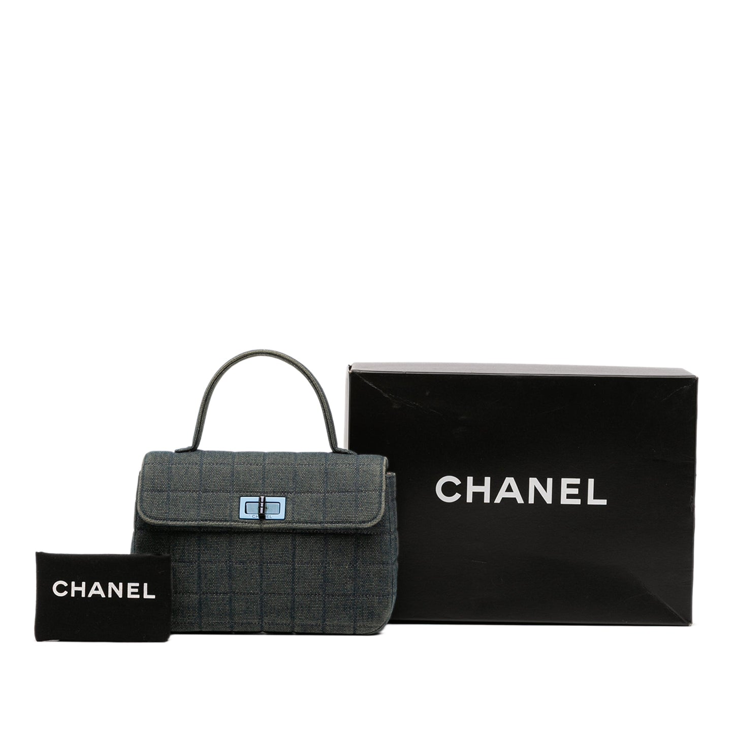 Chanel Reissue 2.55 Chocolate Bar Denim Top Handle Flap