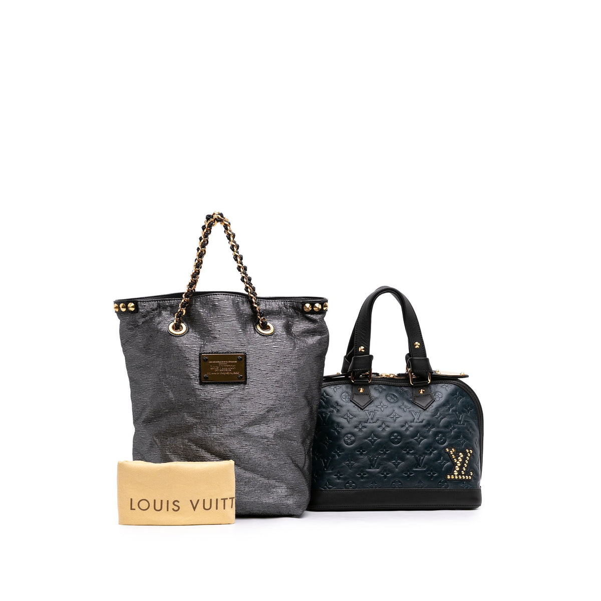 Louis Vuitton Monogram Empreinte Double Jeu Neo Alma Tote — Blue