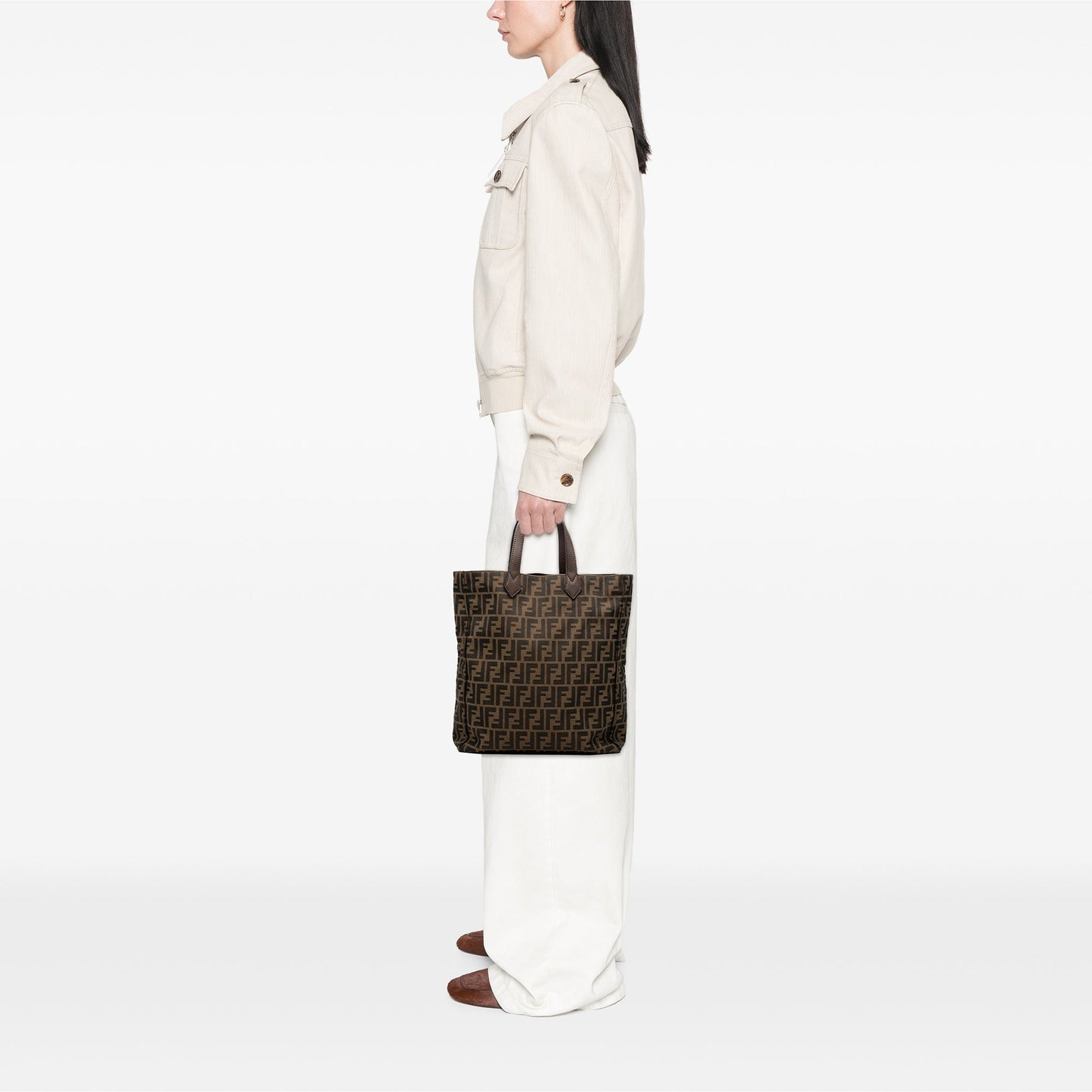 Fendi Zucca Canvas Vertical Shopping Tote