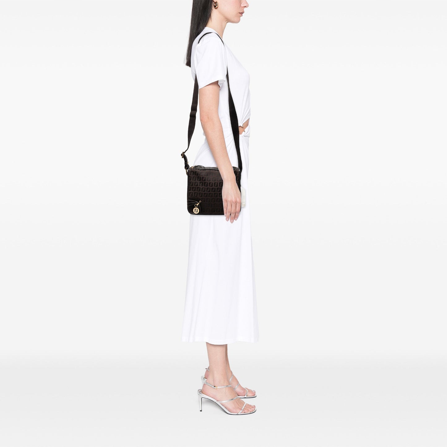 Fendi Small Zucchino Canvas F Charm Crossbody