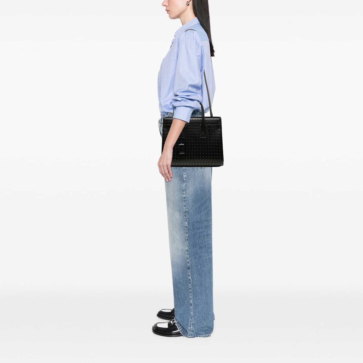 Saint Laurent Small Studded Leather Sac De Jour Satchel