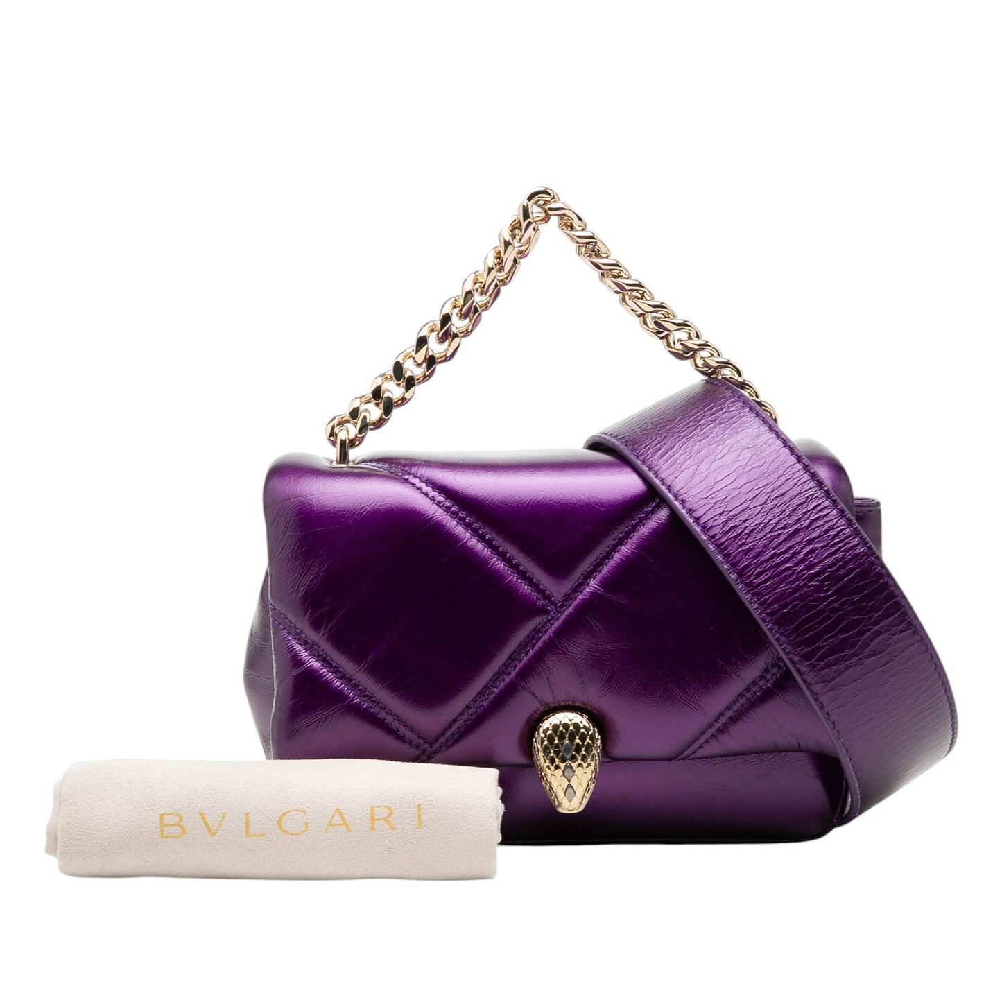 Bvlgari Mini Metallic Leather Maxi Serpenti Cabochon Satchel
