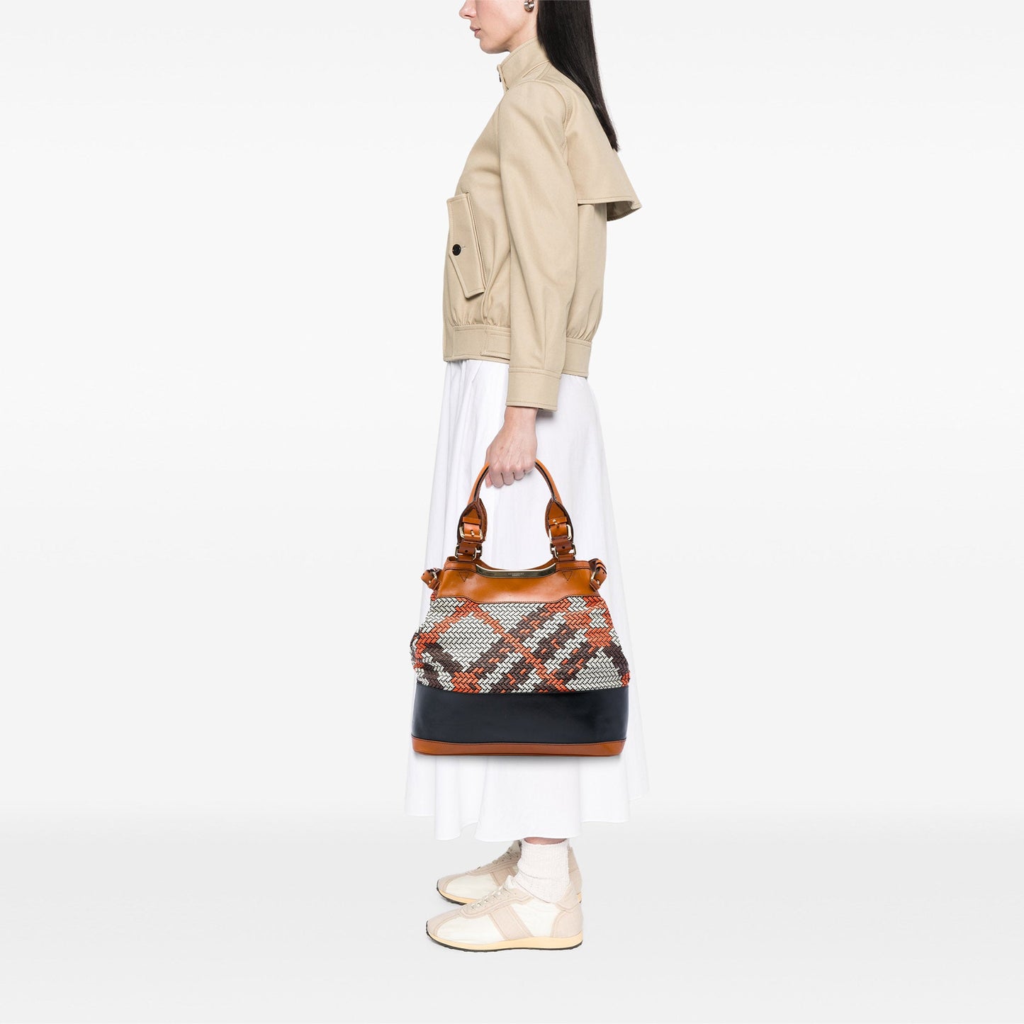 Burberry Prorsum Woven Leather Check Tote