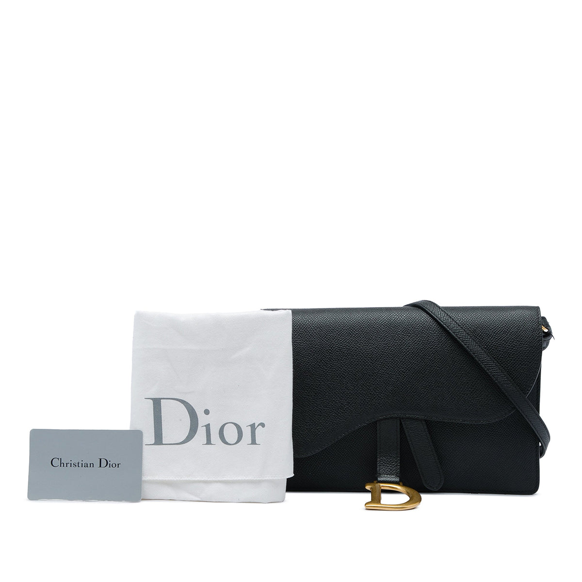 Dior Grained Calfskin Saddle Pouch — Black