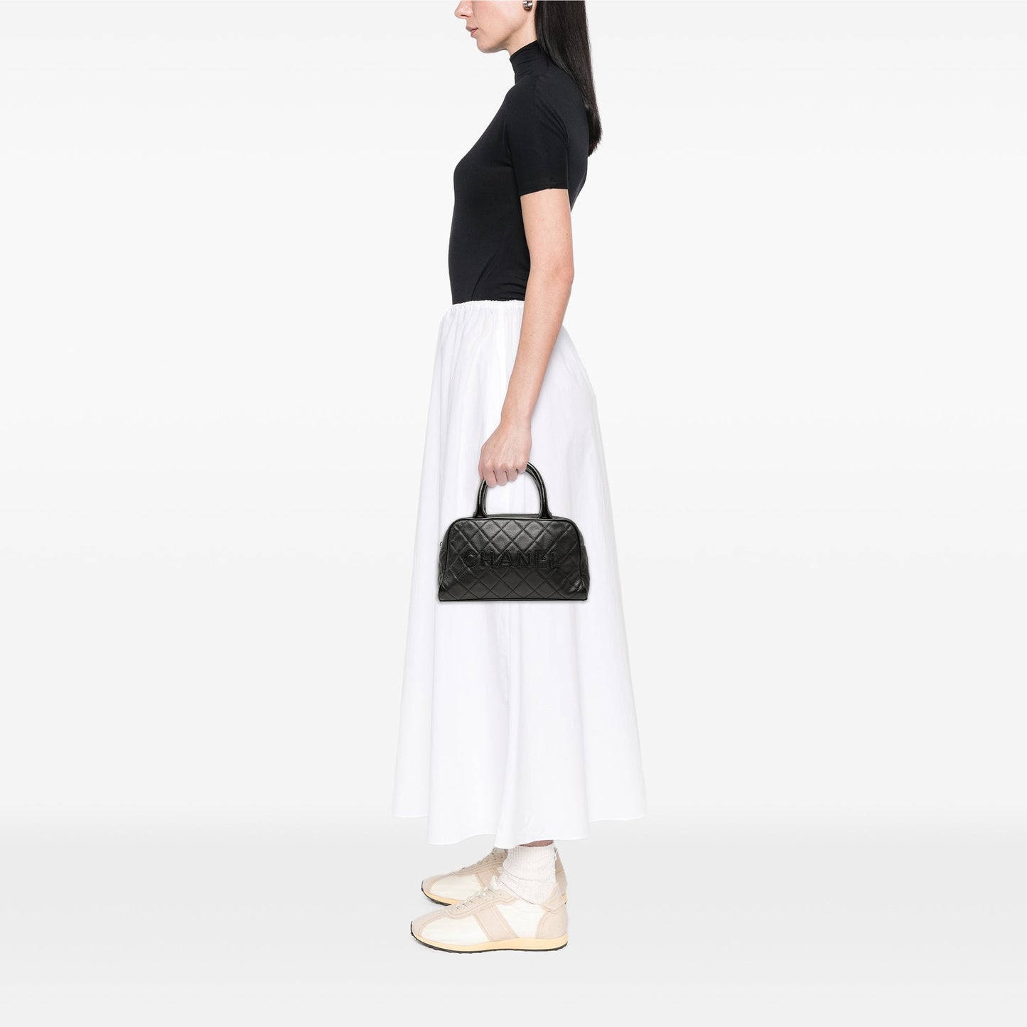 Chanel Quilted Caviar Bowler Handbag