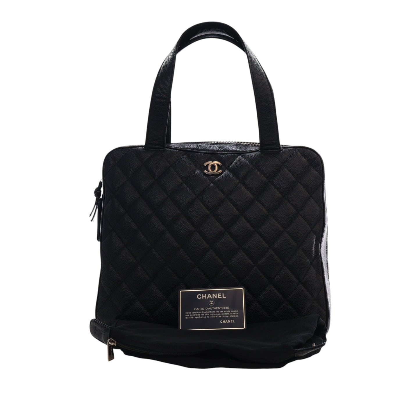 Chanel CC Quilted Caviar Bowler Bag