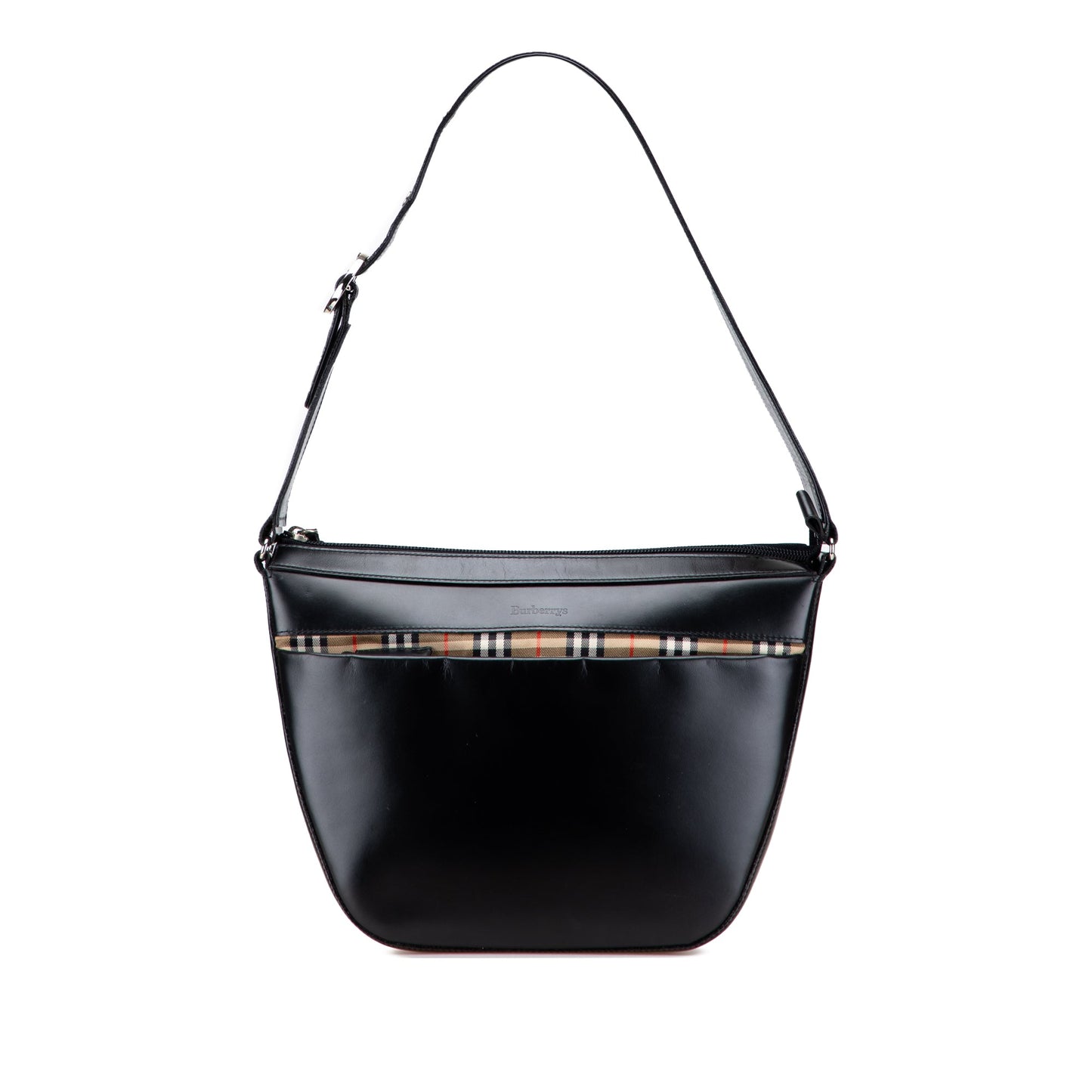 Burberry House Check Trimmed Leather Shoulder Bag