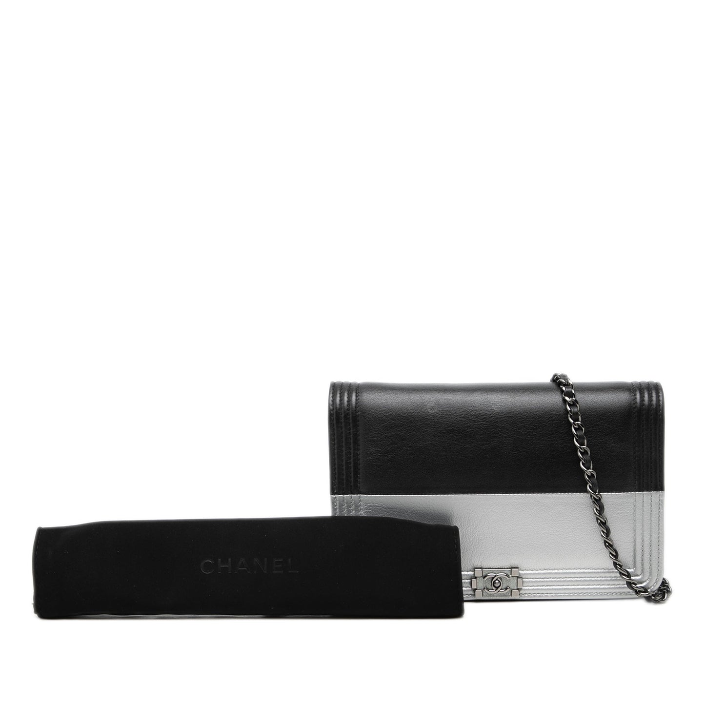 Chanel Bicolor Calfskin Boy Wallet On Chain