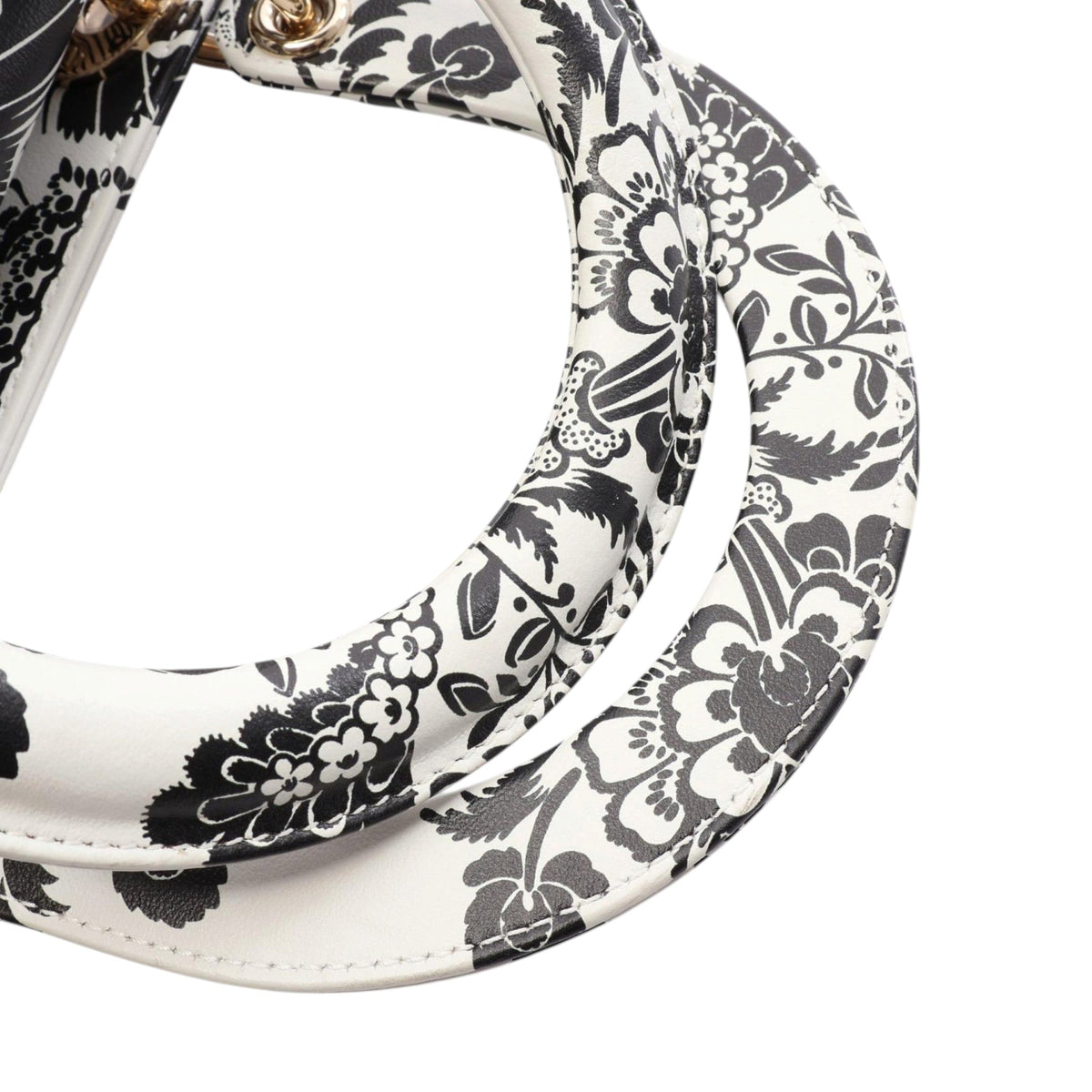 Dior Mini Calfskin Embroidered and Beaded Lady Dior — White