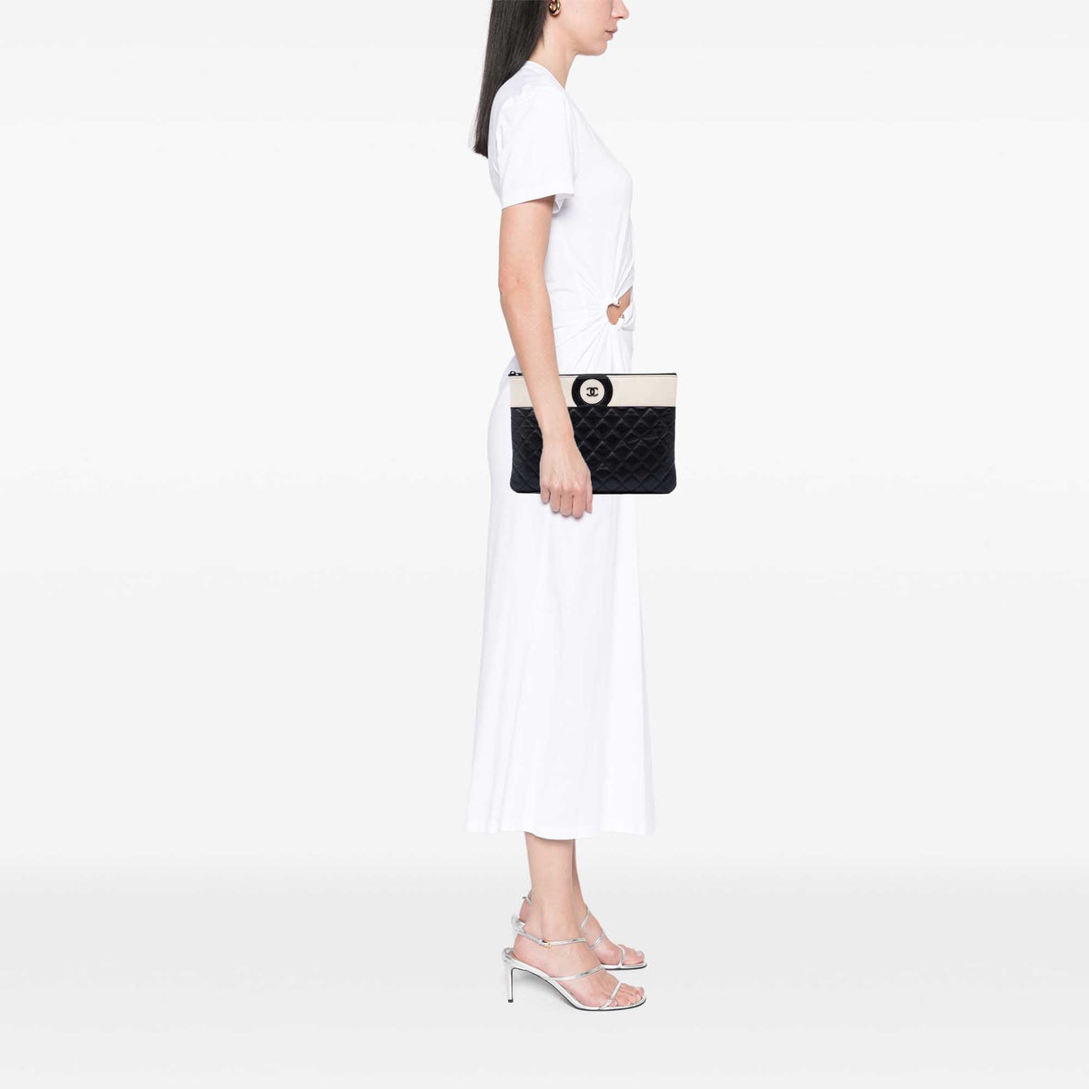Chanel Medium CC Bicolor Quilted Lambskin Clutch