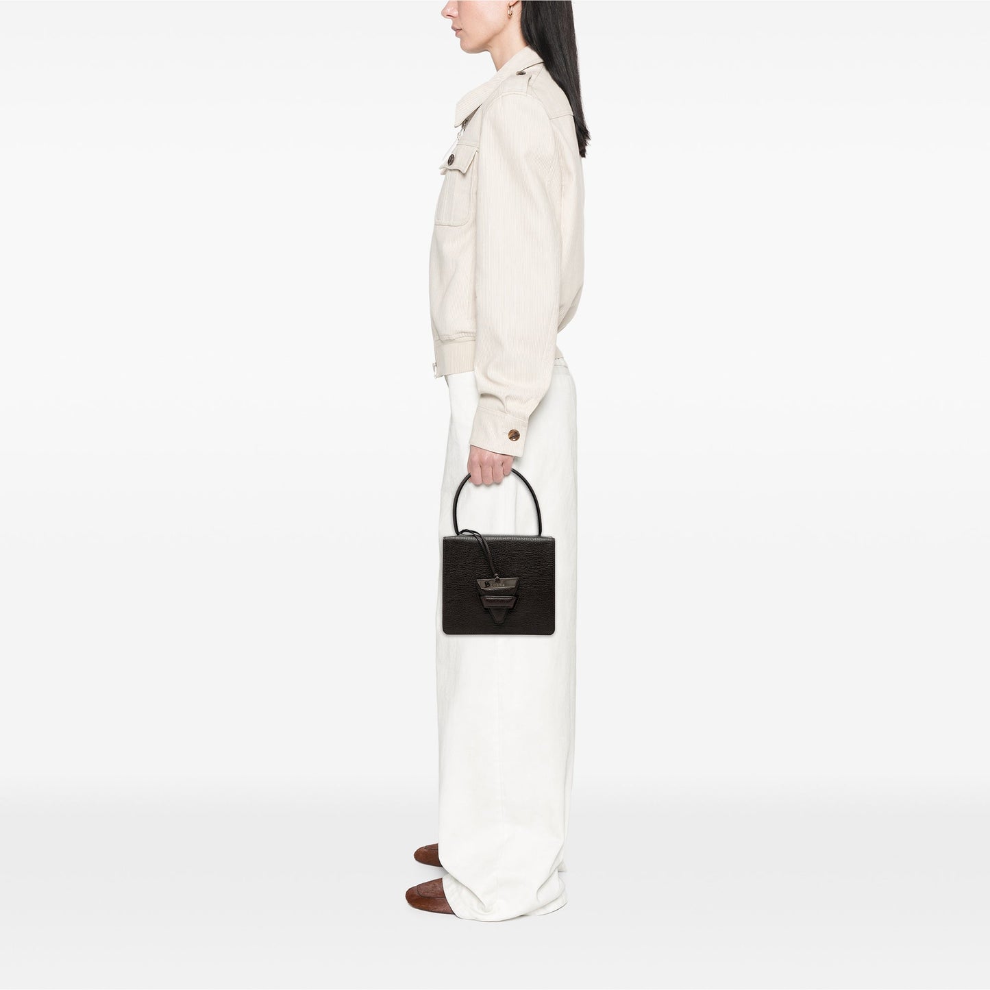 LOEWE Textured Leather Barcelona Top Handle Bag — Brown