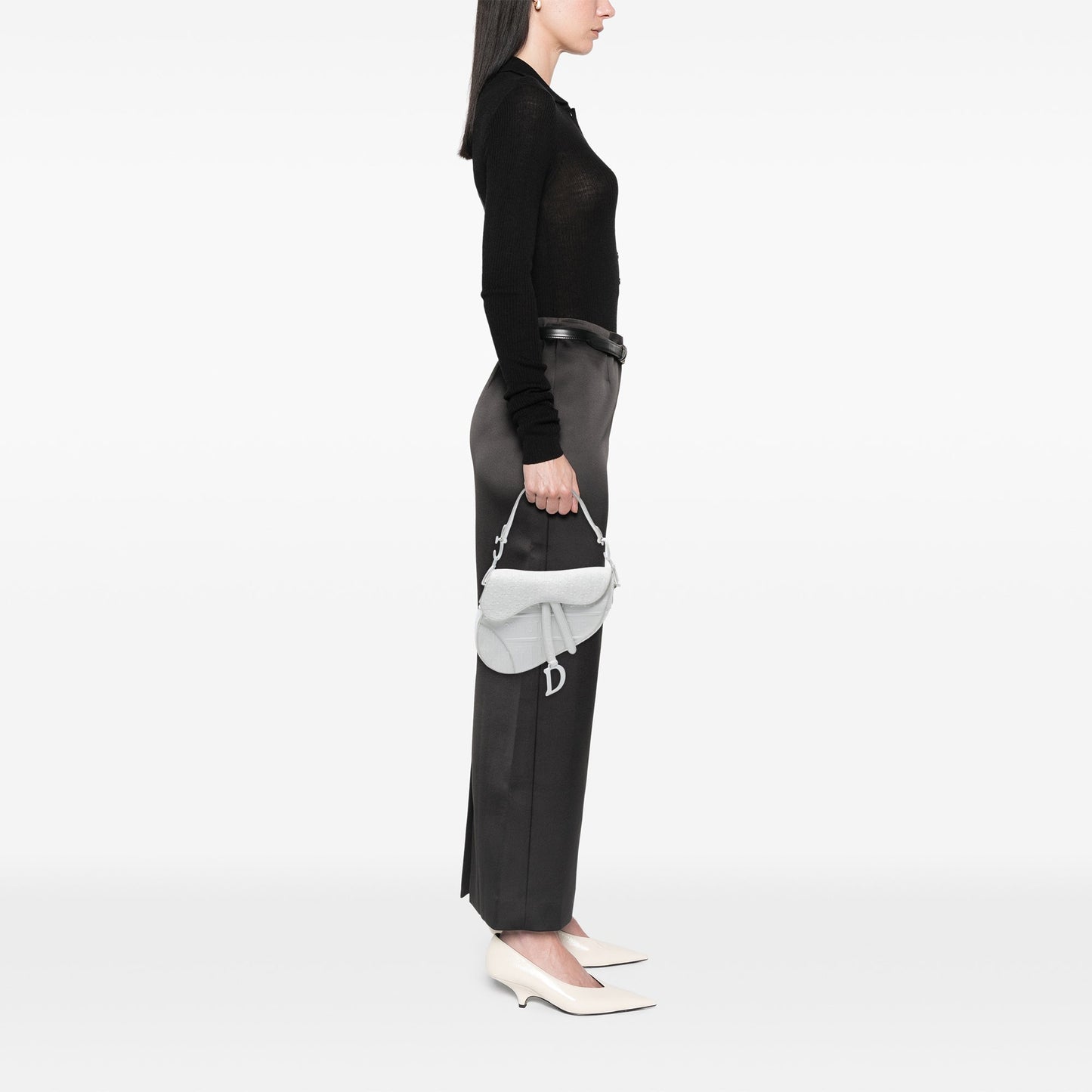 Dior Oblique Embossed Calfskin Saddle Bag