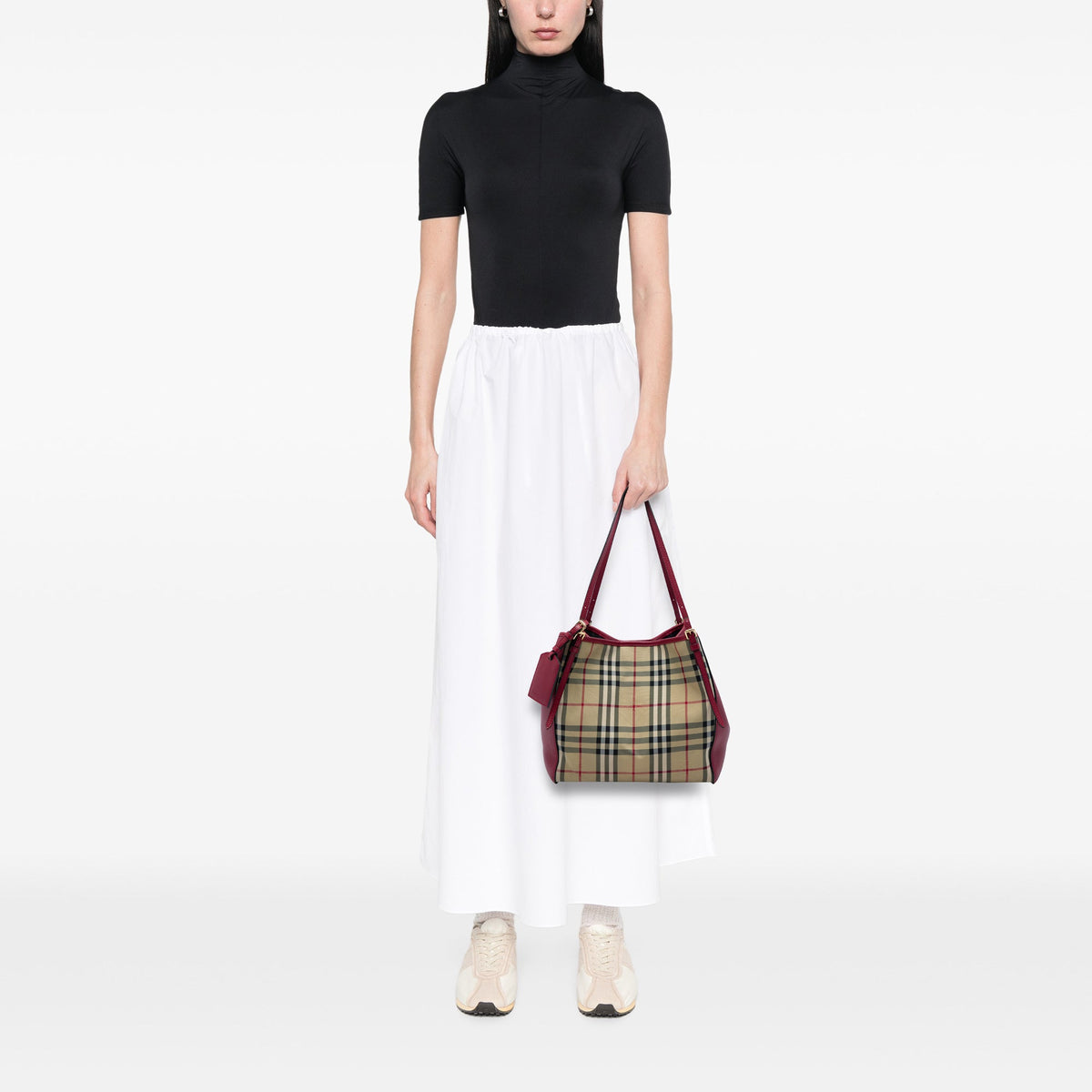 Burberry Small Haymarket Check Nylon and Calfskin Canterbury Tote