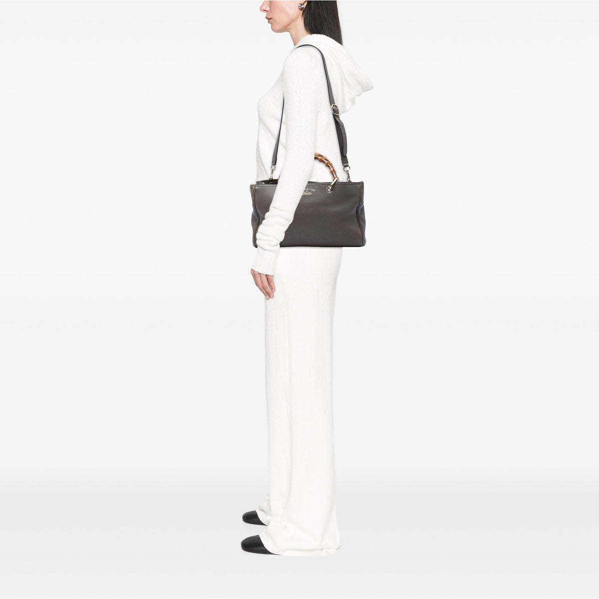 Gucci Medium Calfskin Bamboo Shopper Satchel — Brown