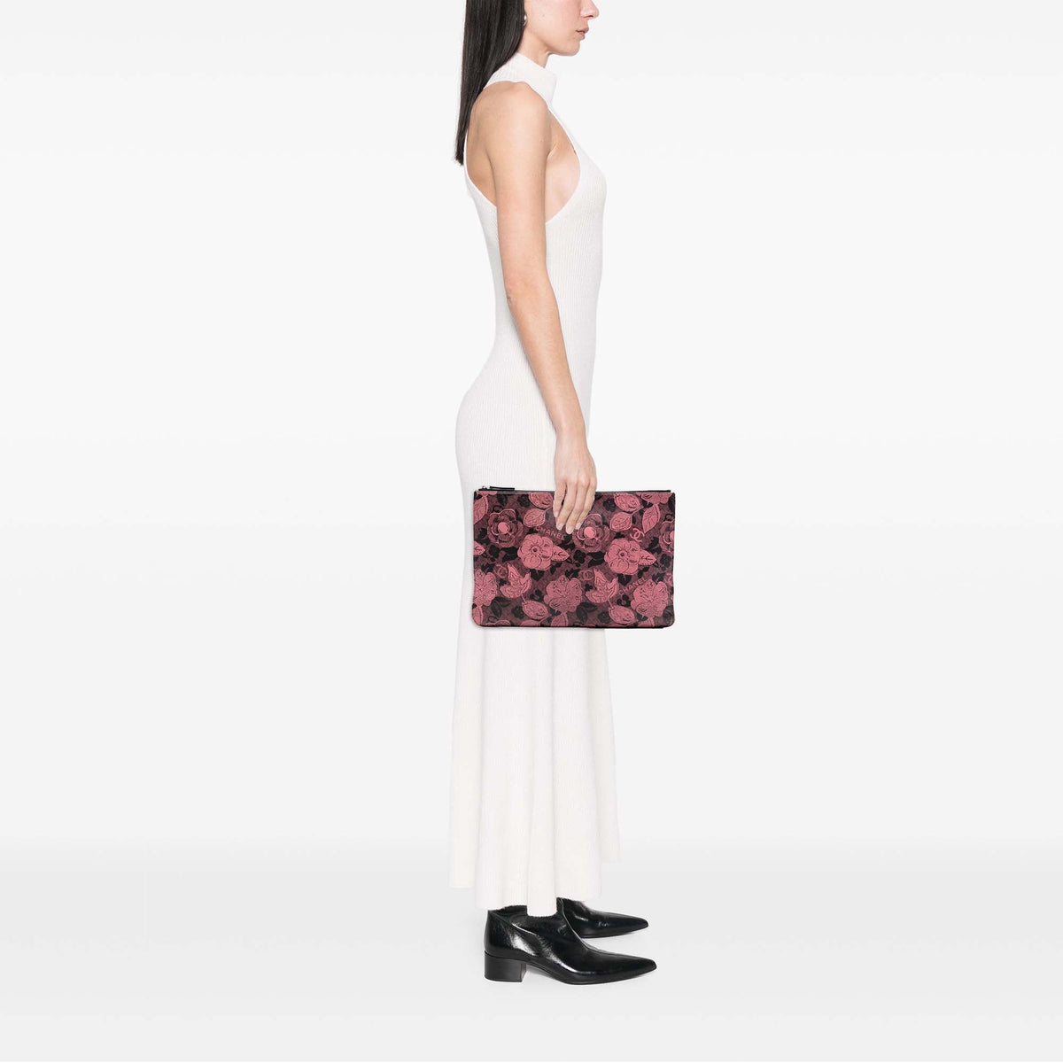 Chanel Large CC Quilted Calfskin Camellia Printed O Case Clutch