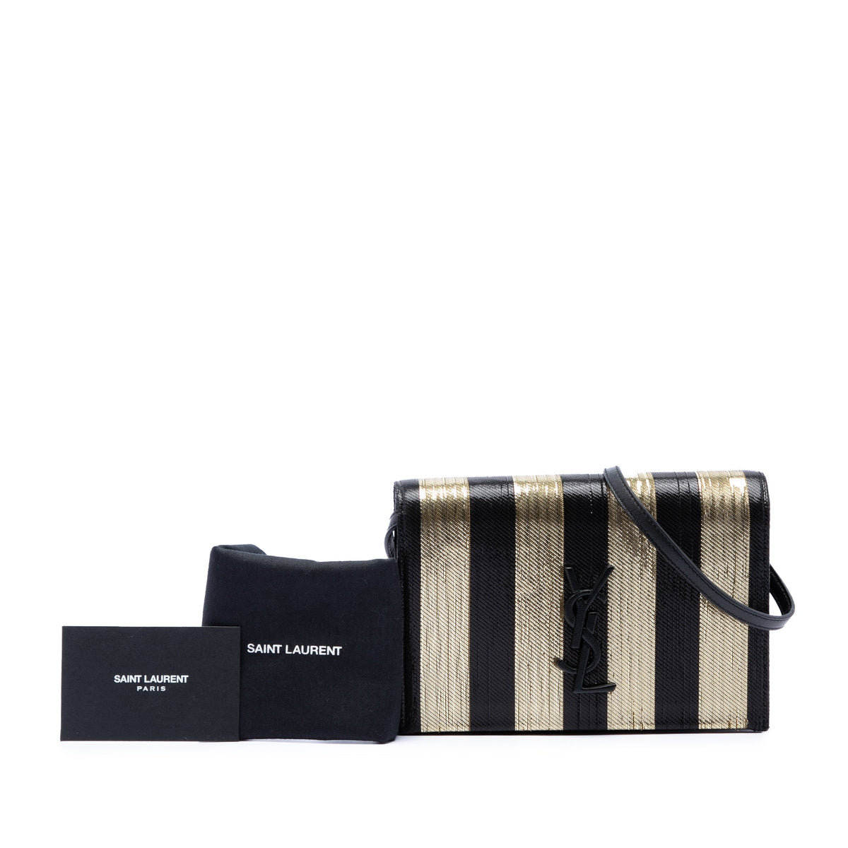 Saint Laurent Metallic Striped Fabric Monogram Kate Crossbody