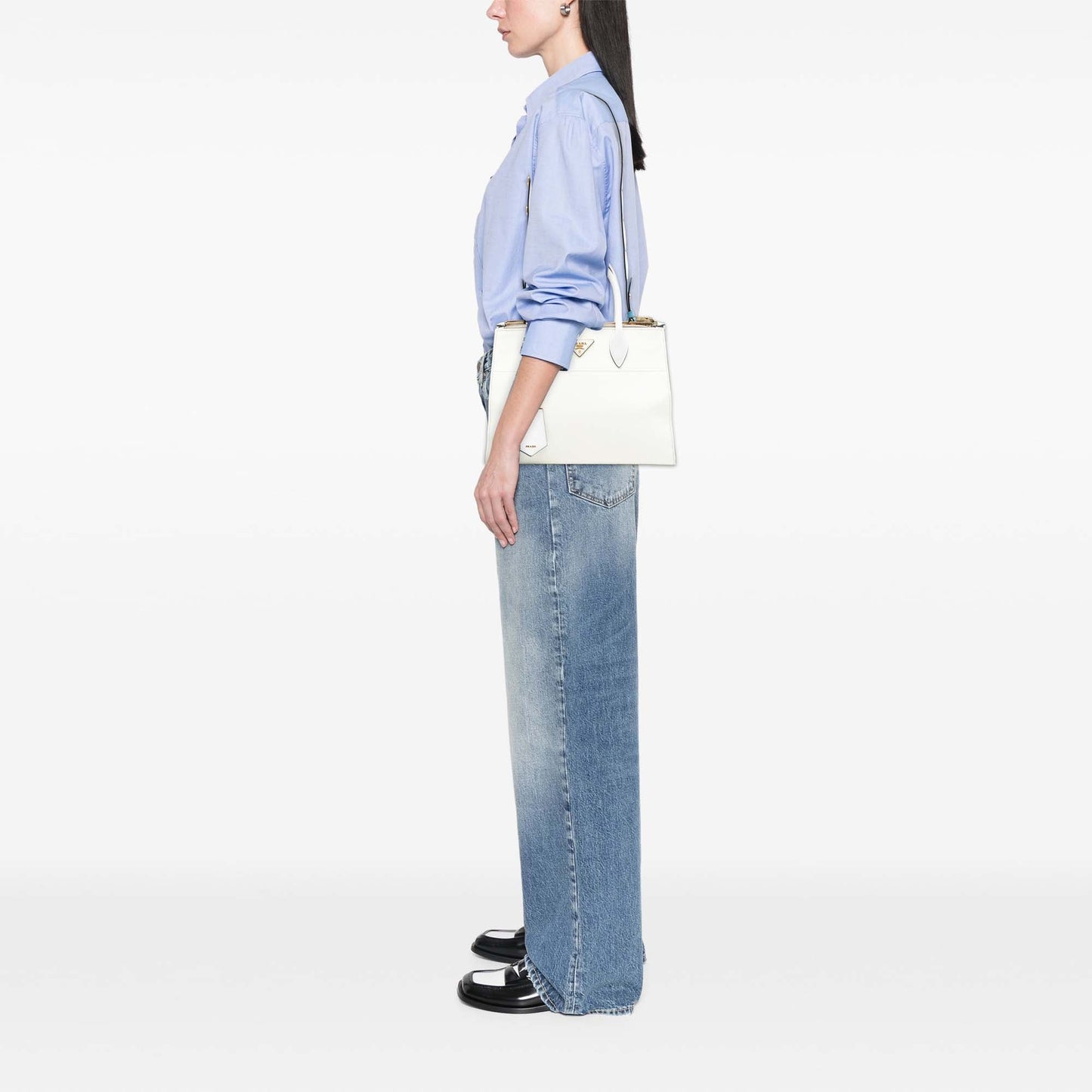 Prada City Calf Trimmed Saffiano Greche Paradigme Bag