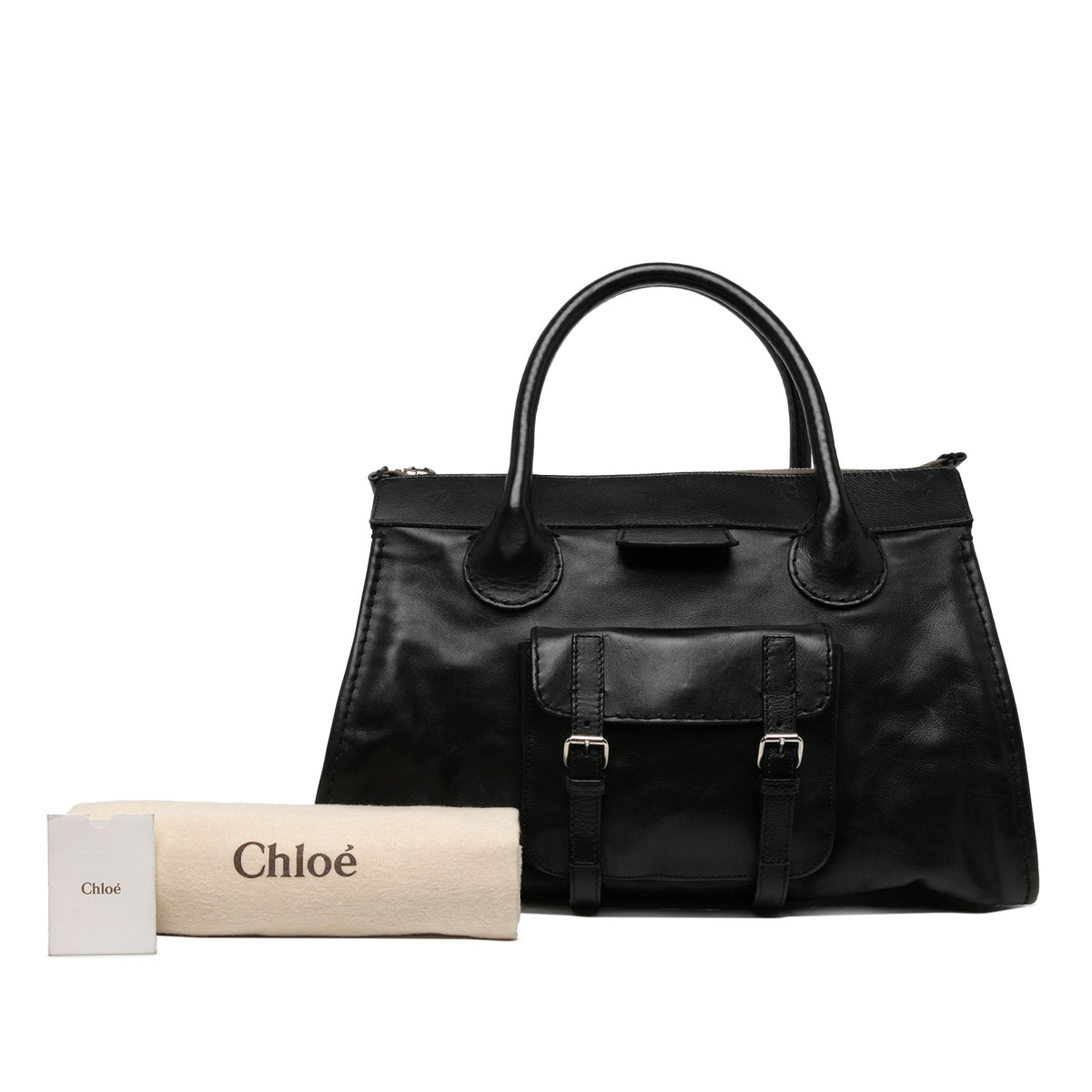 Chloé Oversized Buffalo Leather Edith Day Bag — Black