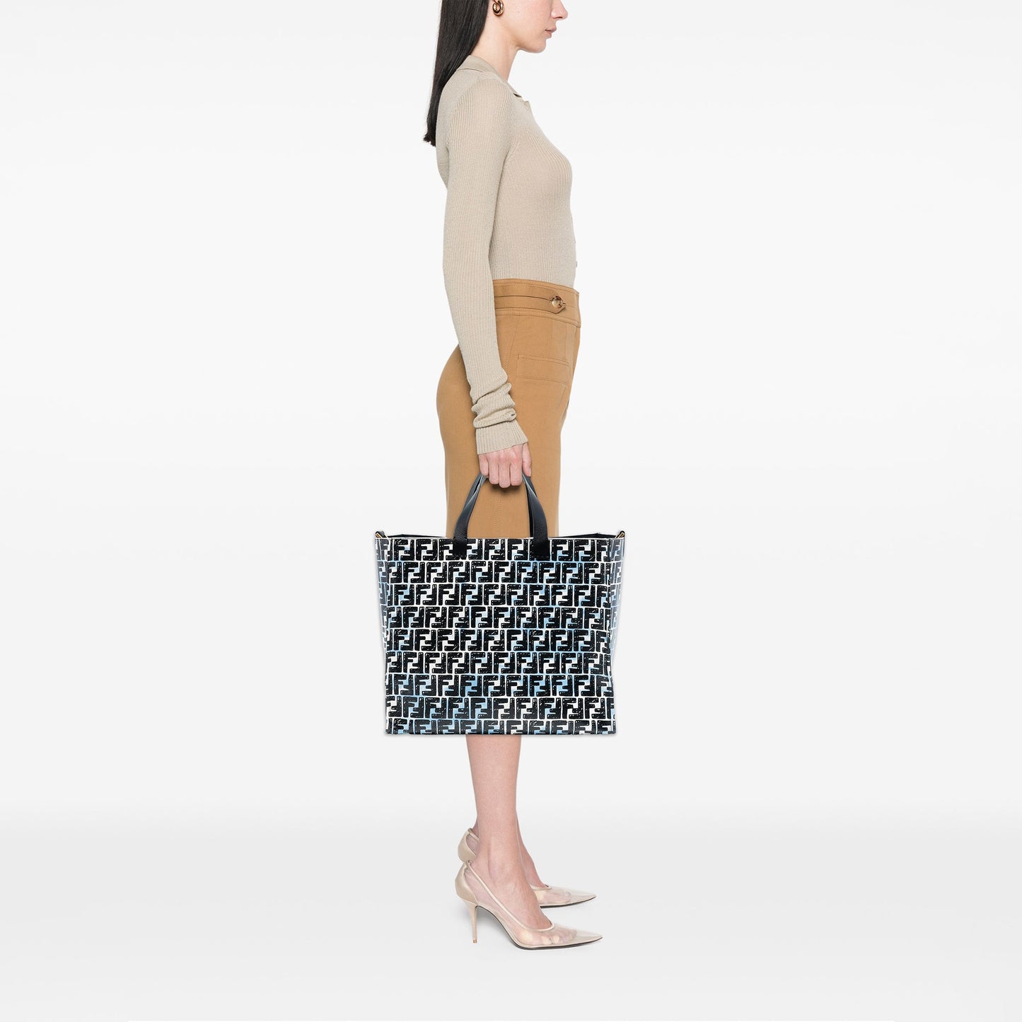 Fendi Joshua Vides Zucca Coated Canvas Cloudy Shopper Satchel