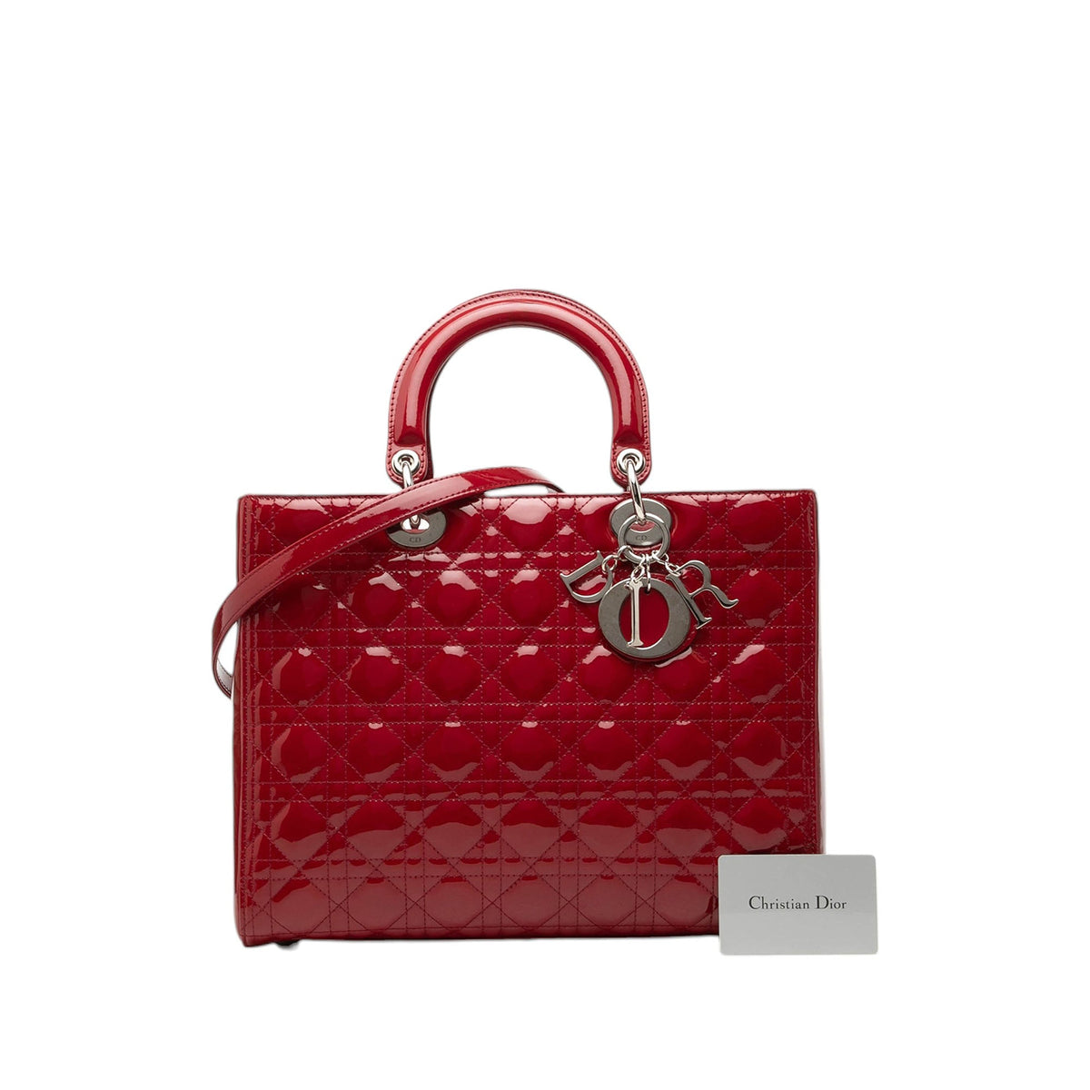 Dior Large Patent Cannage Lady Dior — Red