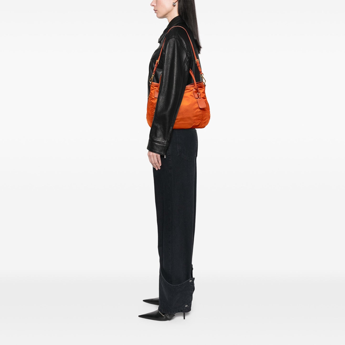 Prada Vitello Daino Trimmed Tessuto Satchel
