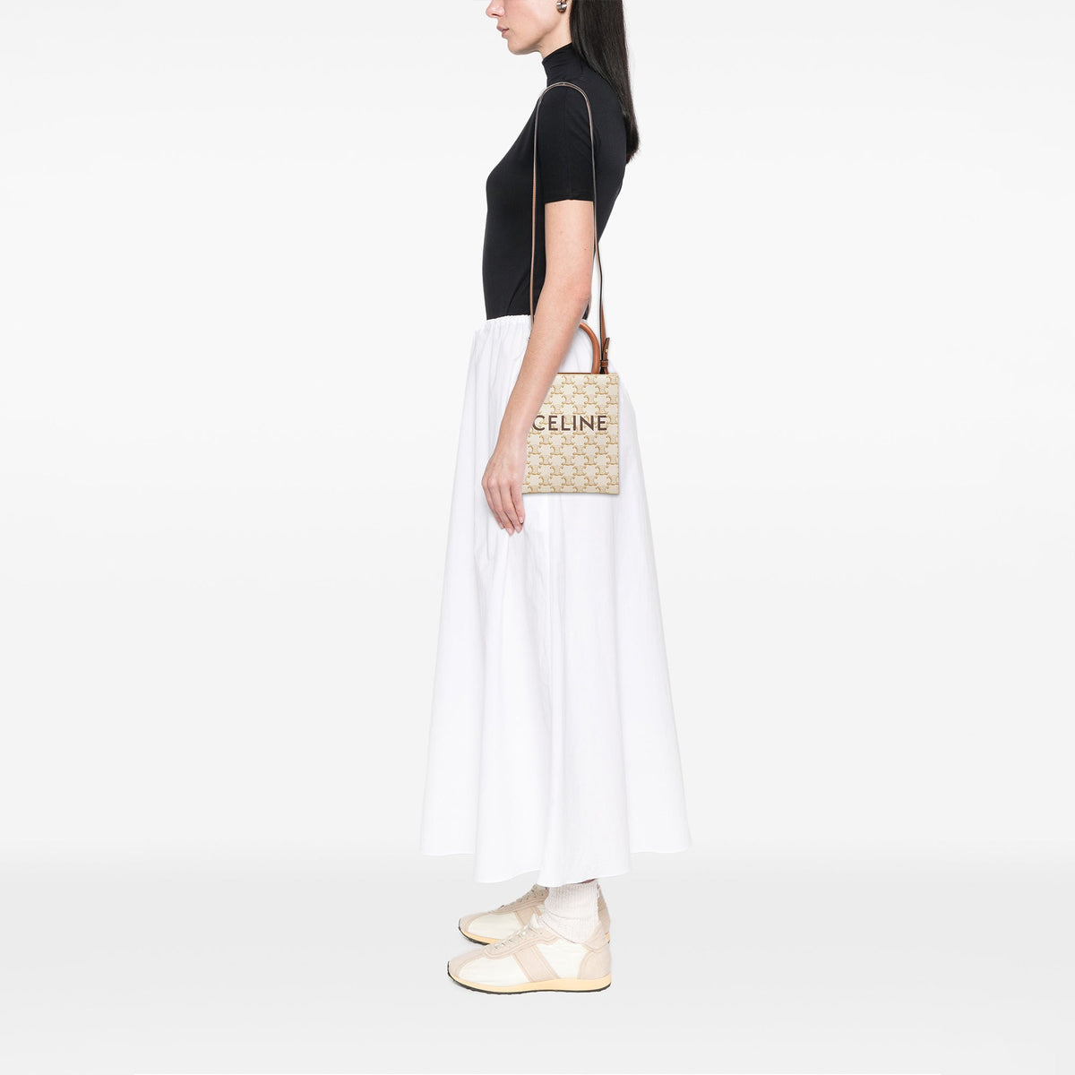 Celine Mini Triomphe Coated Canvas Vertical Cabas Satchel