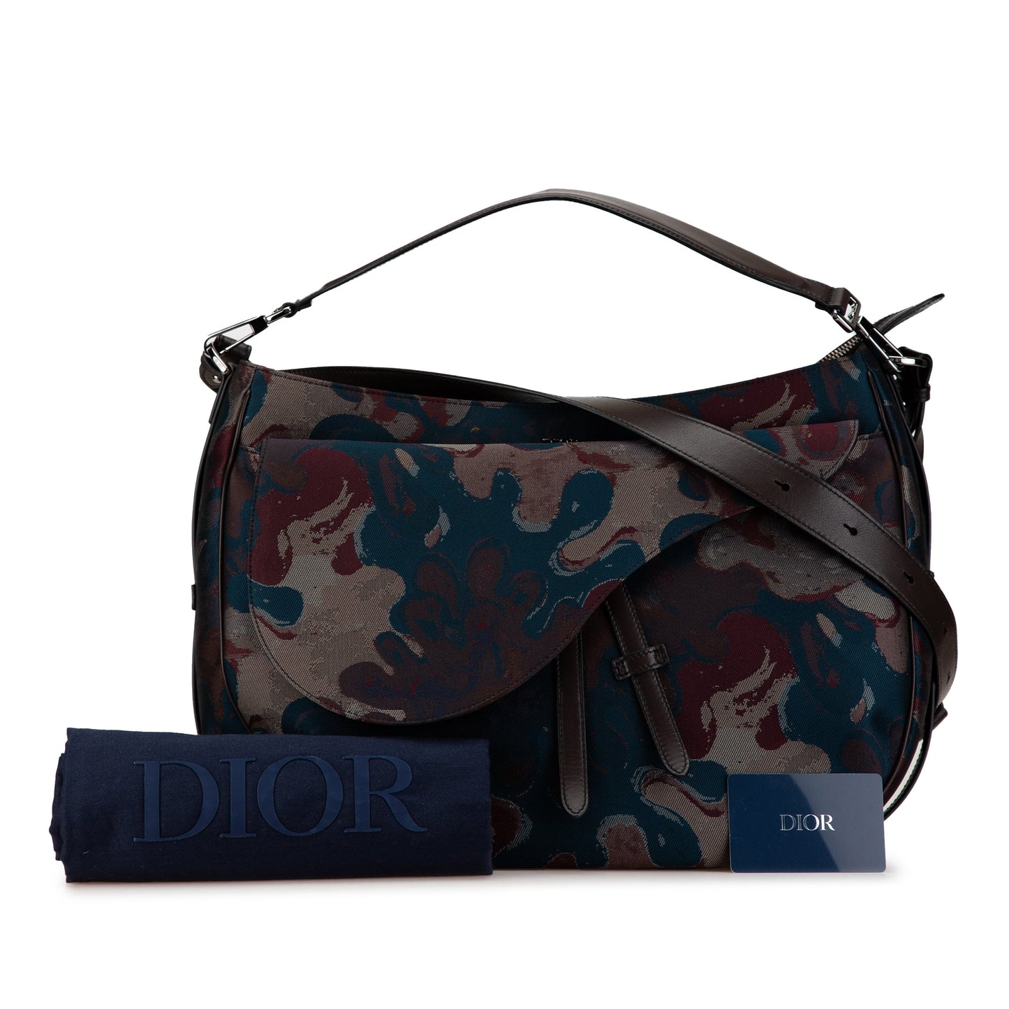Dior Peter Doig Denim Camouflage Soft Saddle Bag