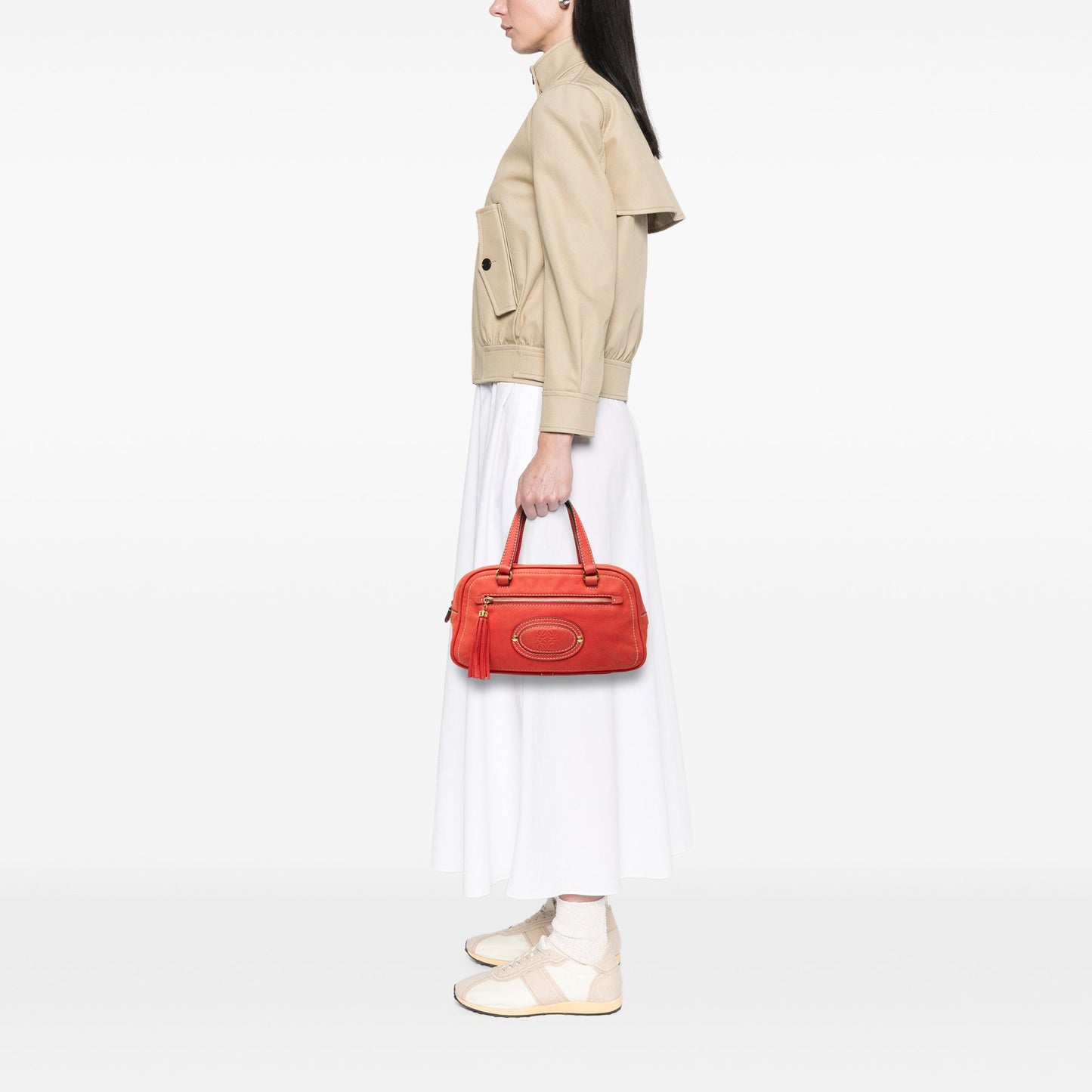LOEWE Nubuck Anagram Madrid Fringe Handbag