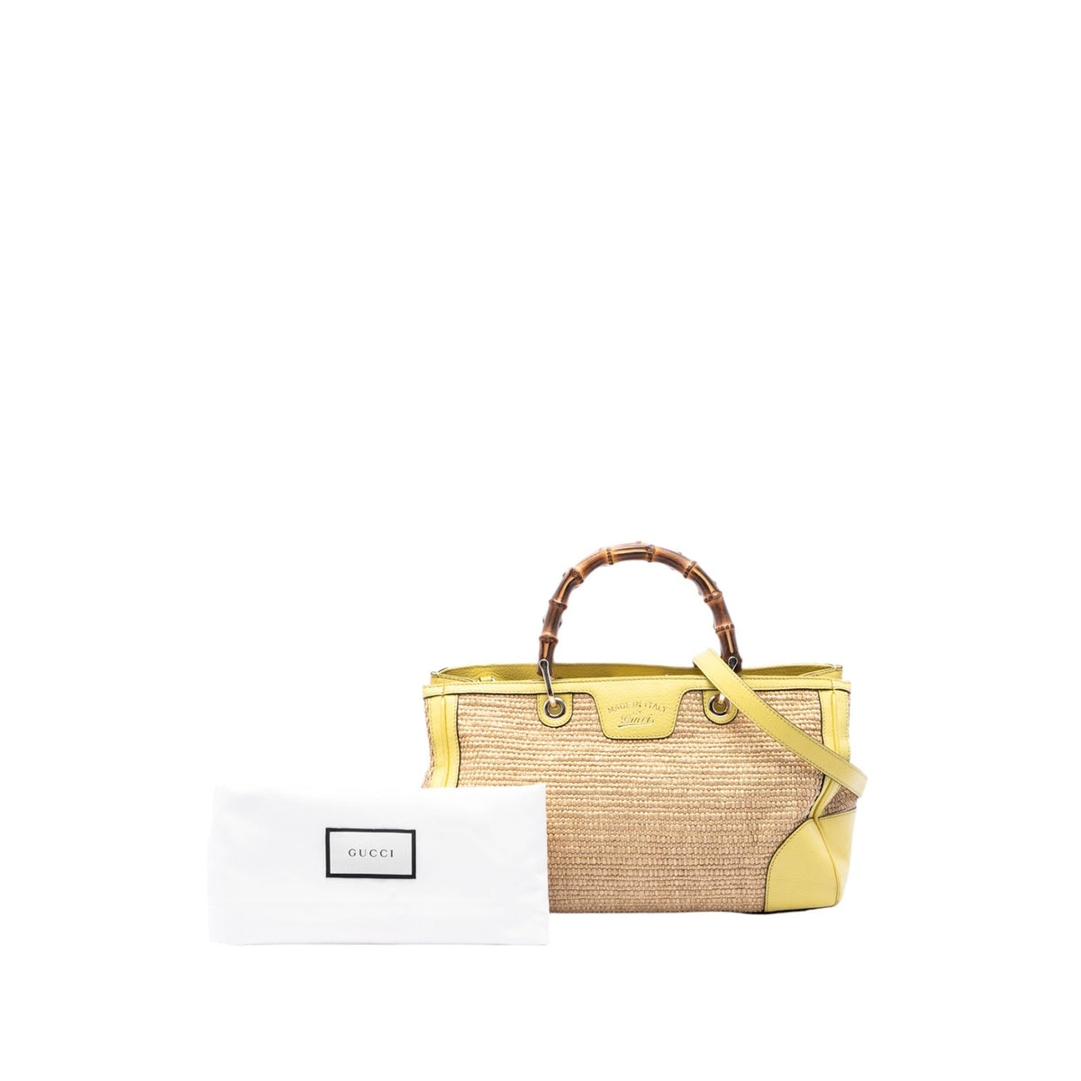 Gucci Medium Raffia Bamboo Shopper Satchel