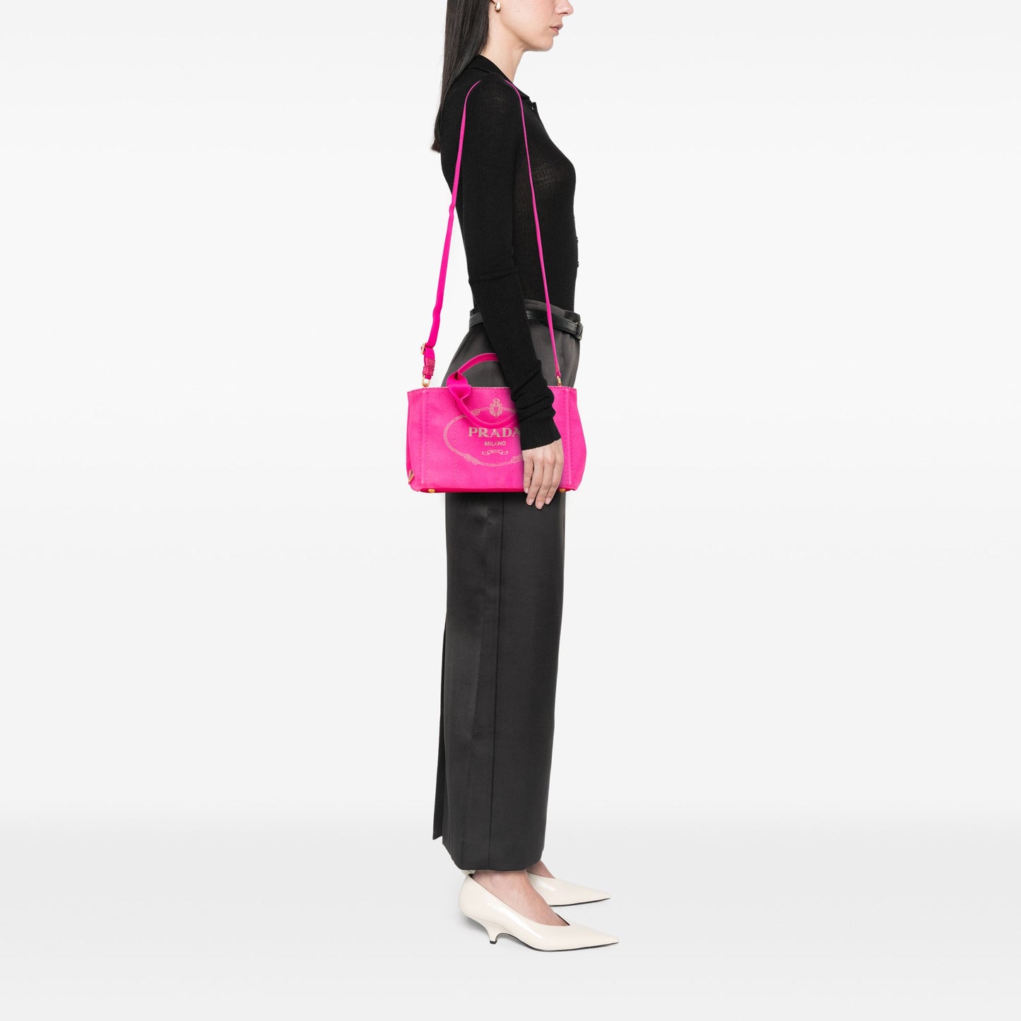 Prada Small Canvas Canapa Logo Satchel