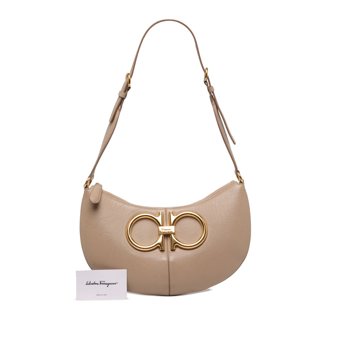 Ferragamo Leather Maxi Gancio Hobo — Brown
