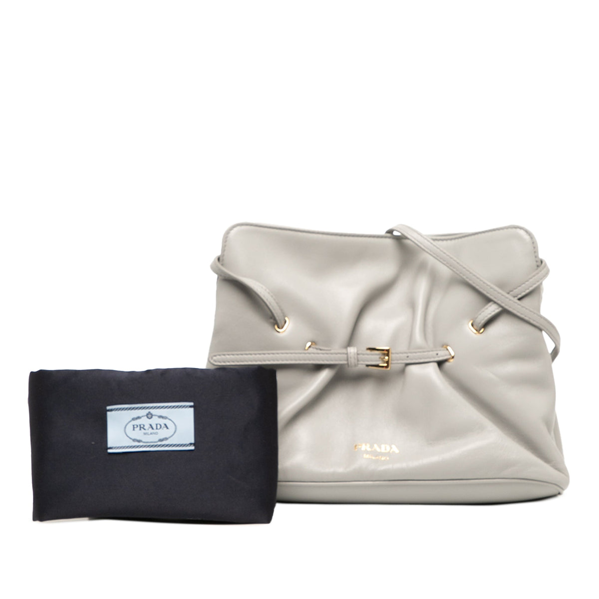 Prada Small Nappa Dada Shoulder Bag — Gray