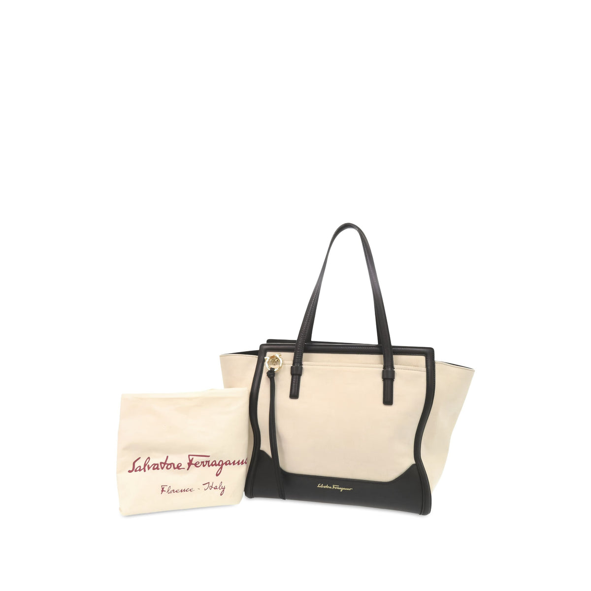 Ferragamo Canvas Amy Tote — Beige
