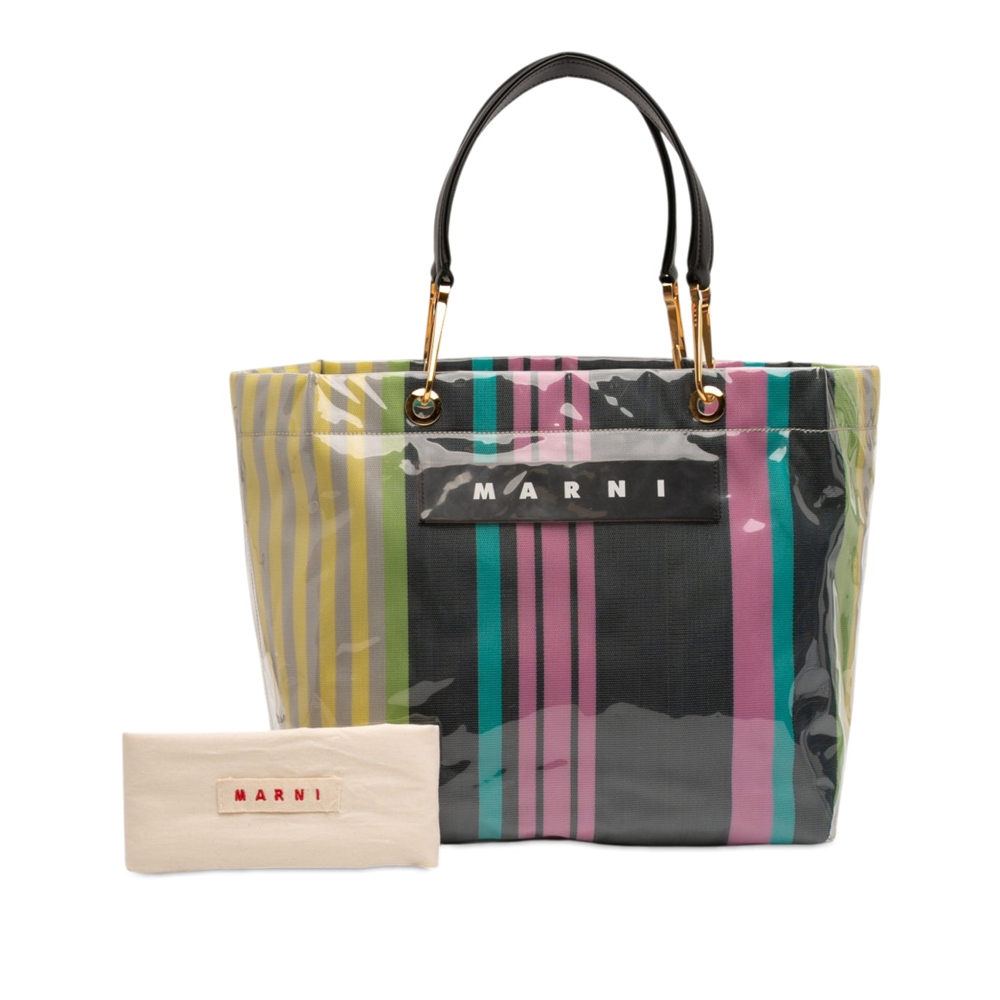 Marni PVC Glossy Grip Striped Tote