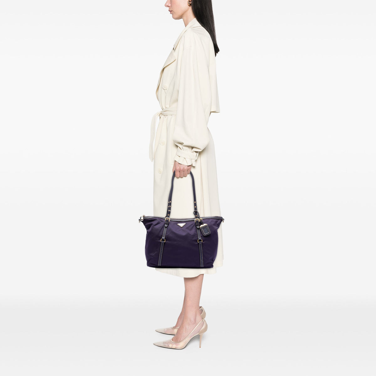 Prada Saffiano Trimmed Tessuto Satchel