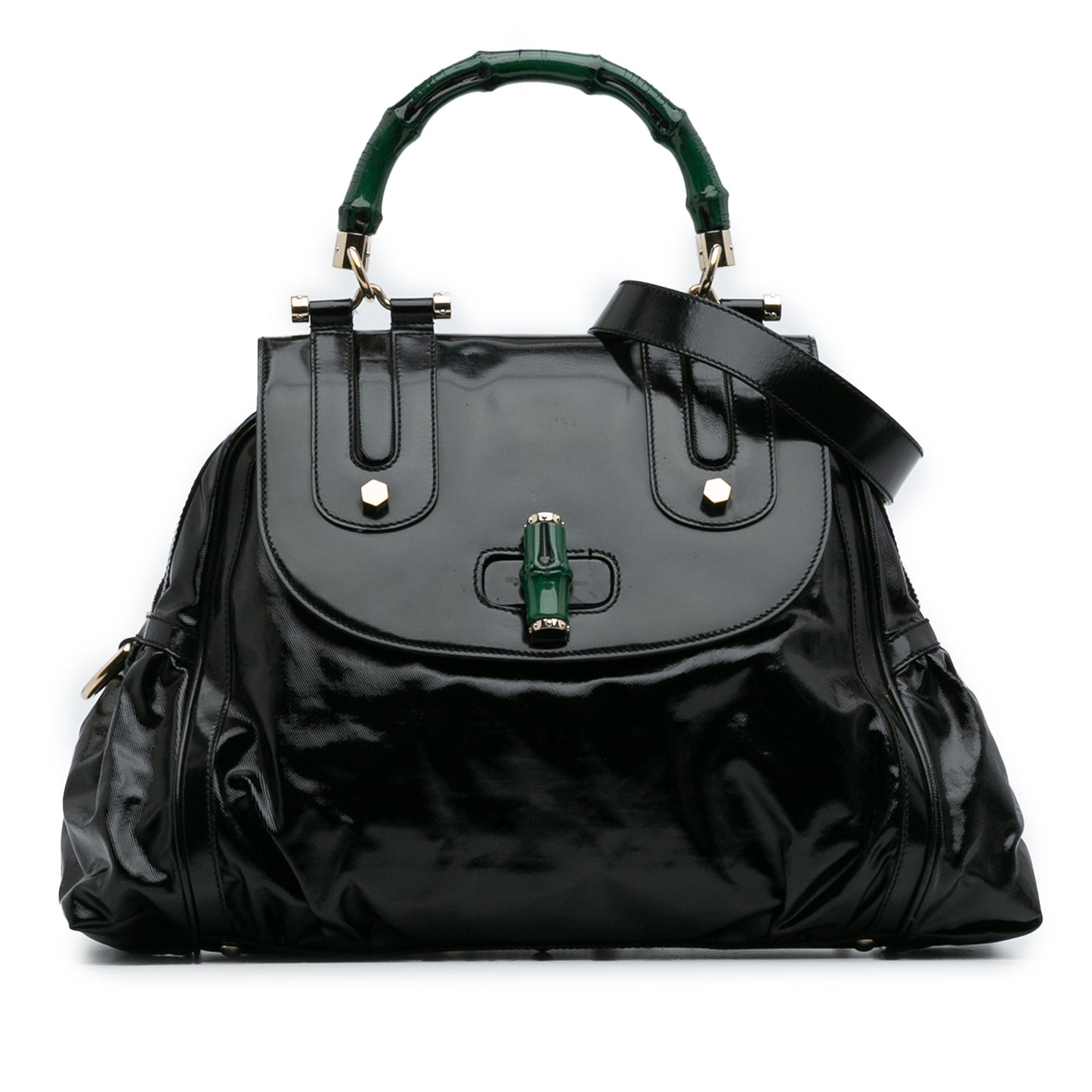 Gucci Dialux Pop Coated Canvas Bamboo Top Handle Bag