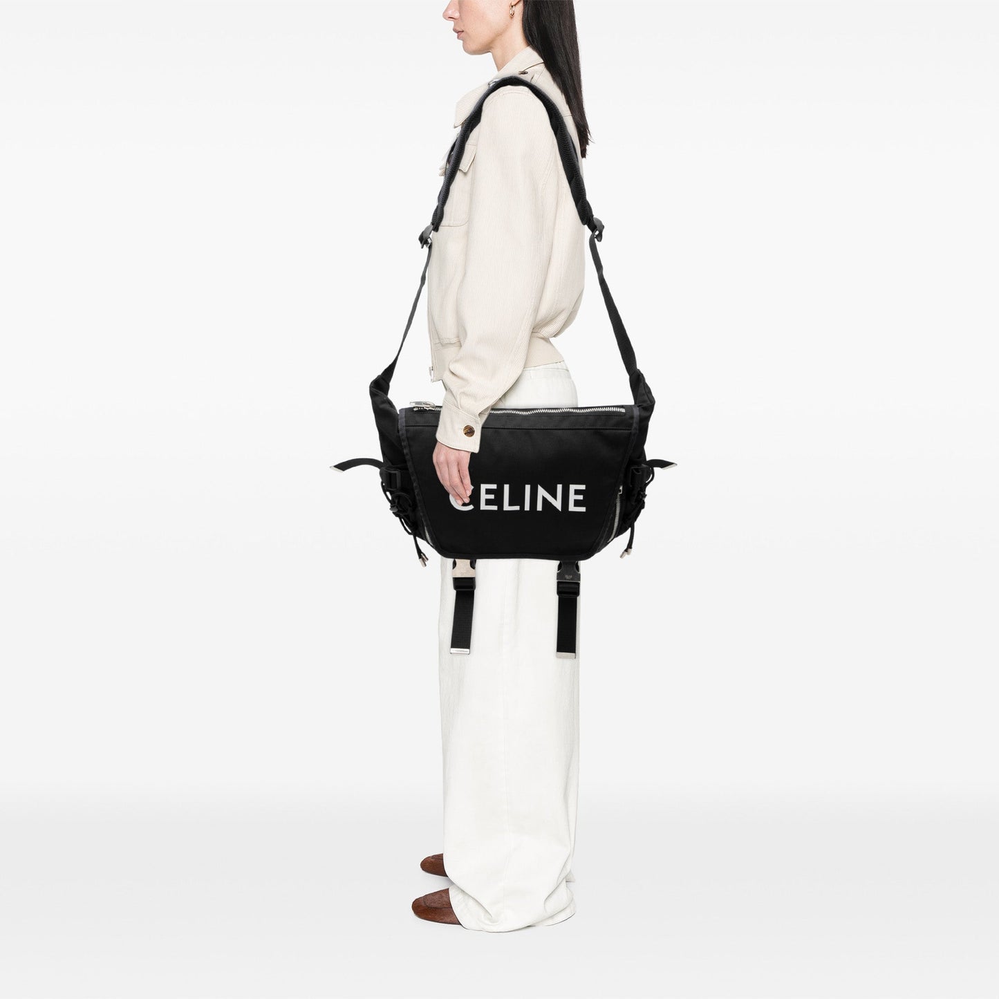 Celine Medium Nylon Logo Trekking Messenger Bag