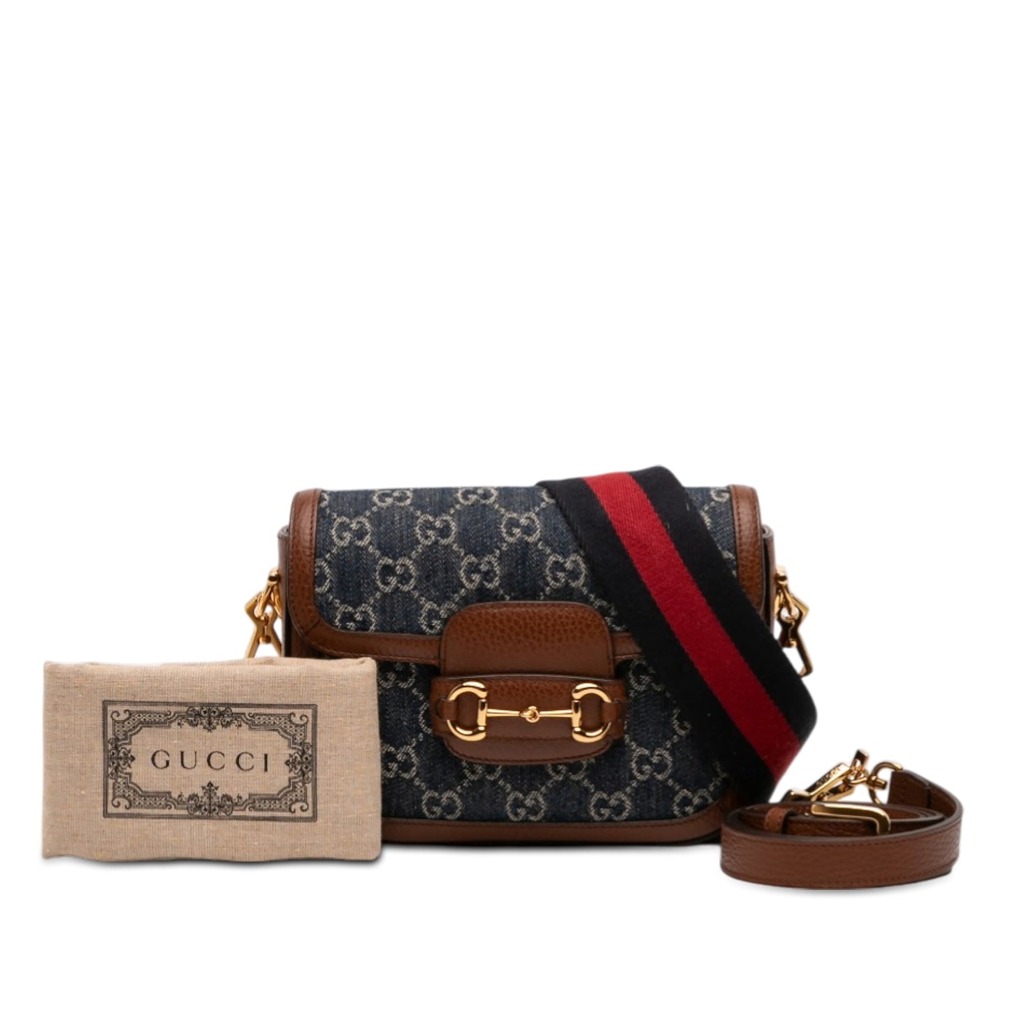 Gucci Small GG Denim Web Horsebit 1955 Crossbody