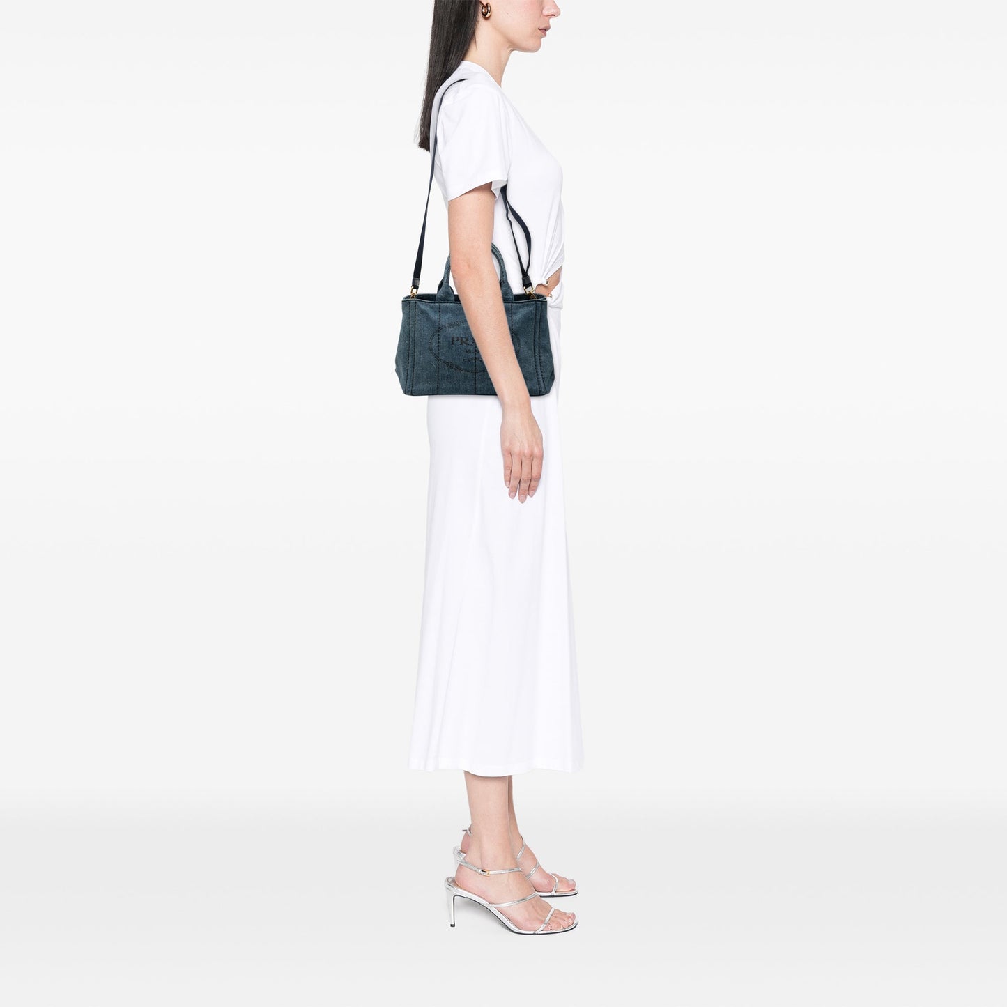 Prada Small Denim Canapa Logo Satchel