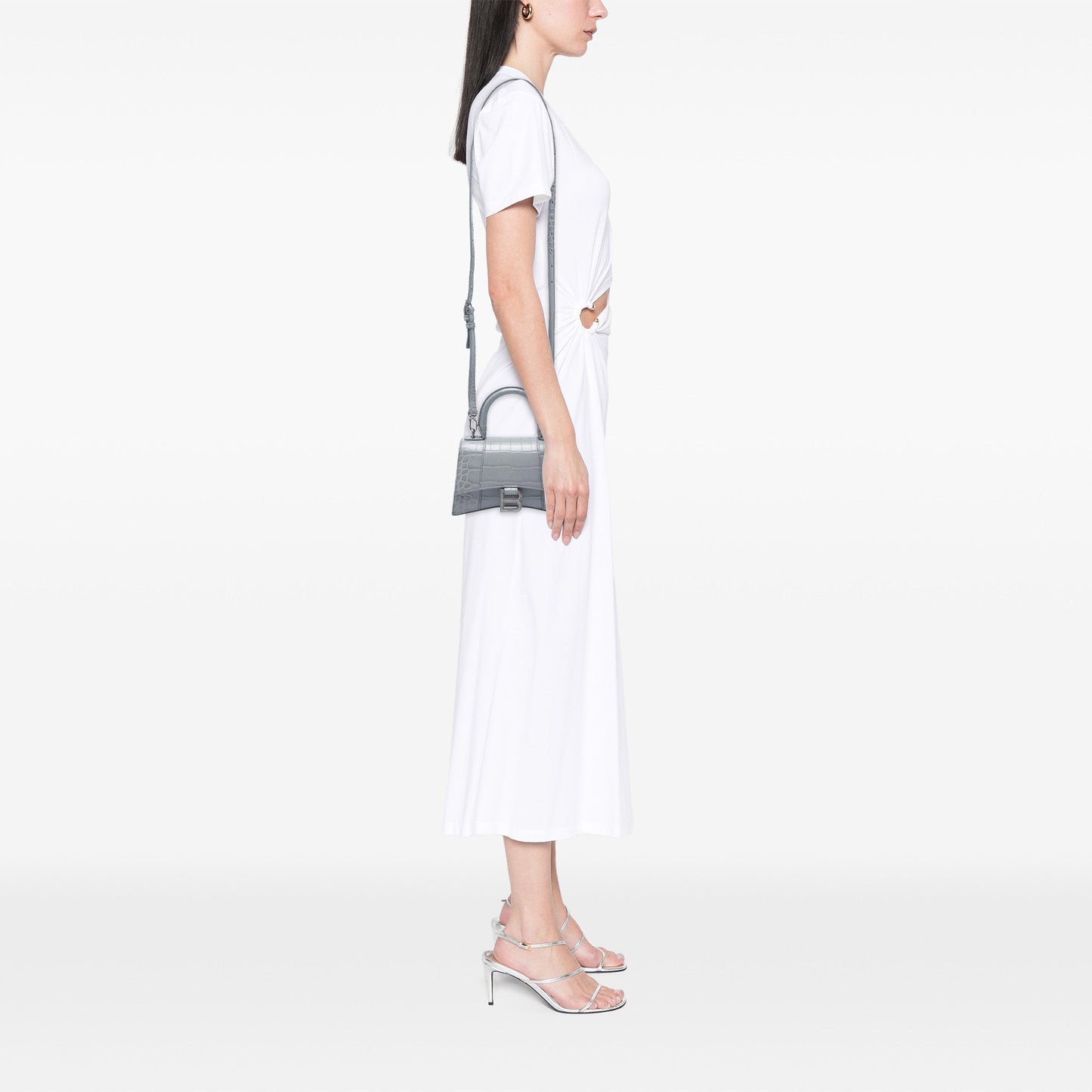 Balenciaga Croc Embossed Calfskin Hourglass Top Handle Bag XS