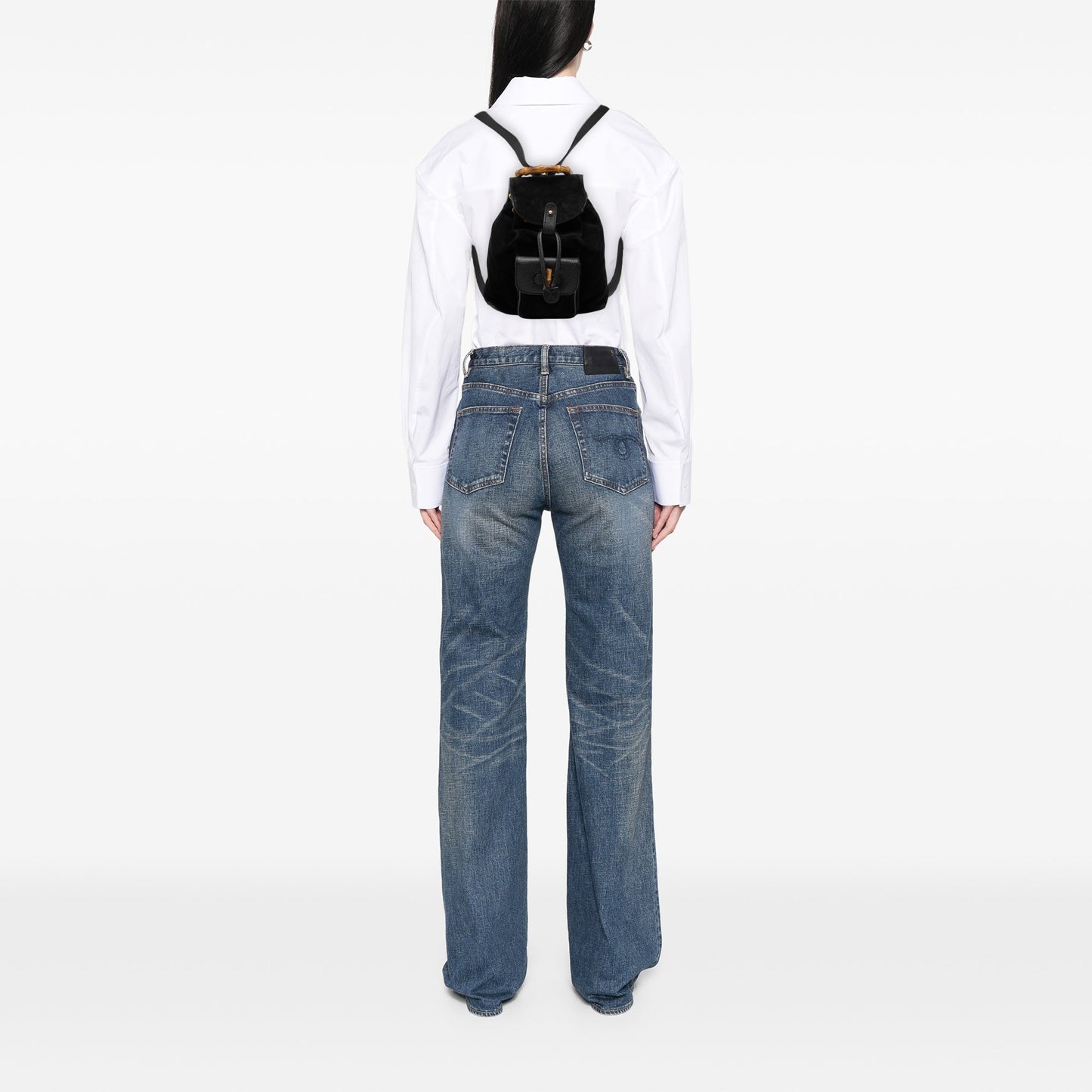 Gucci Suede Bamboo Backpack