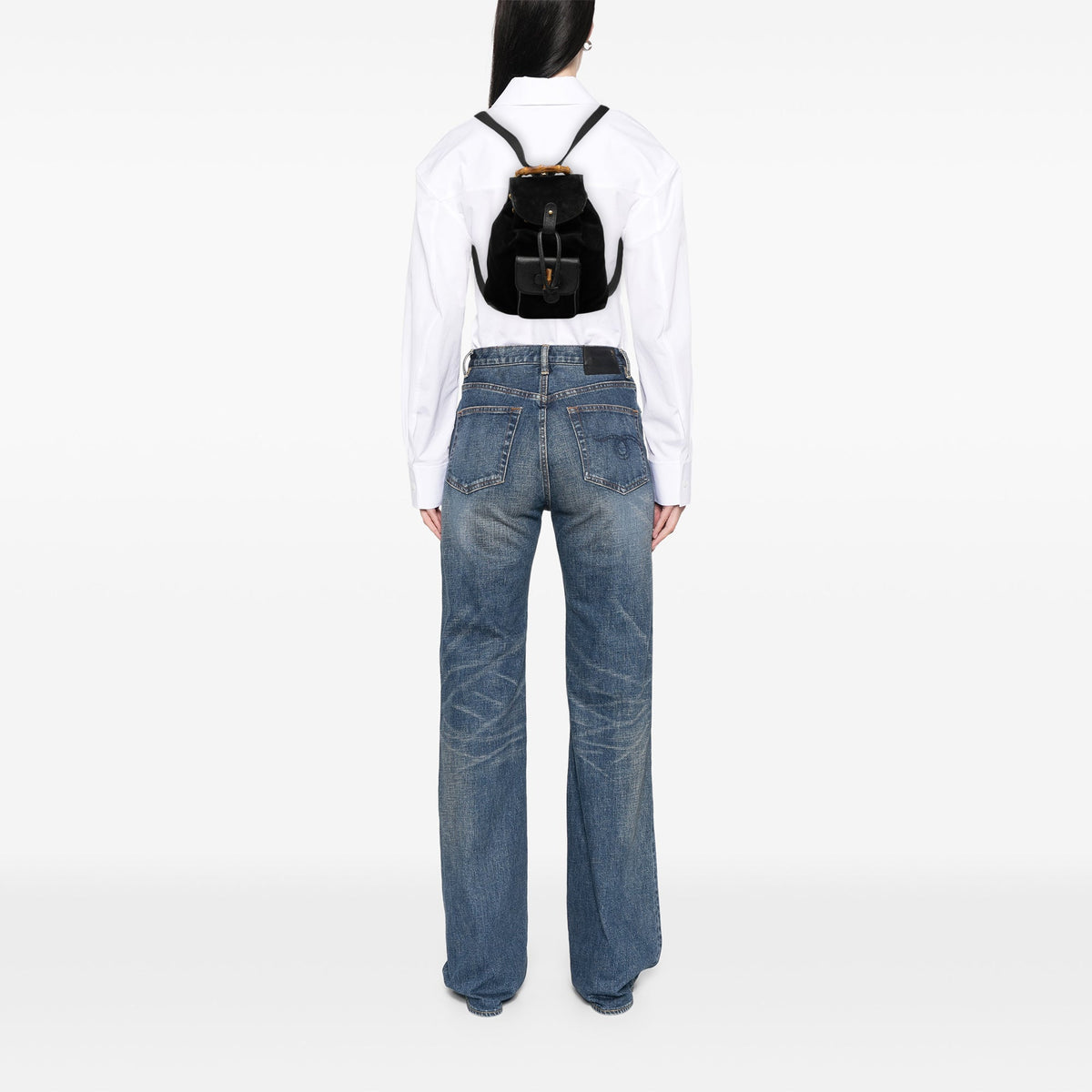 Gucci Suede Bamboo Drawstring Backpack