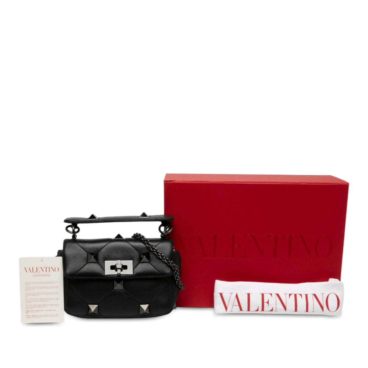 Valentino Small Nappa Monochrome Roman Stud Satchel — Black