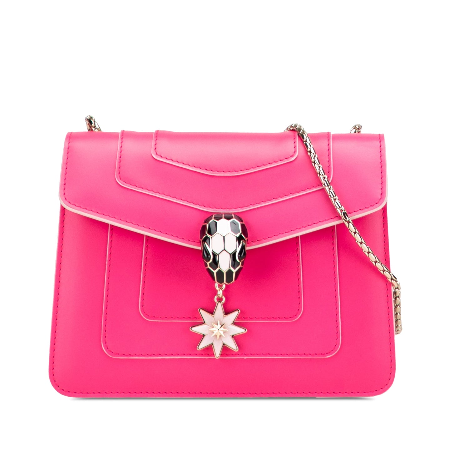 Bvlgari Small Leather Square Serpenti Forever Chain Crossbody