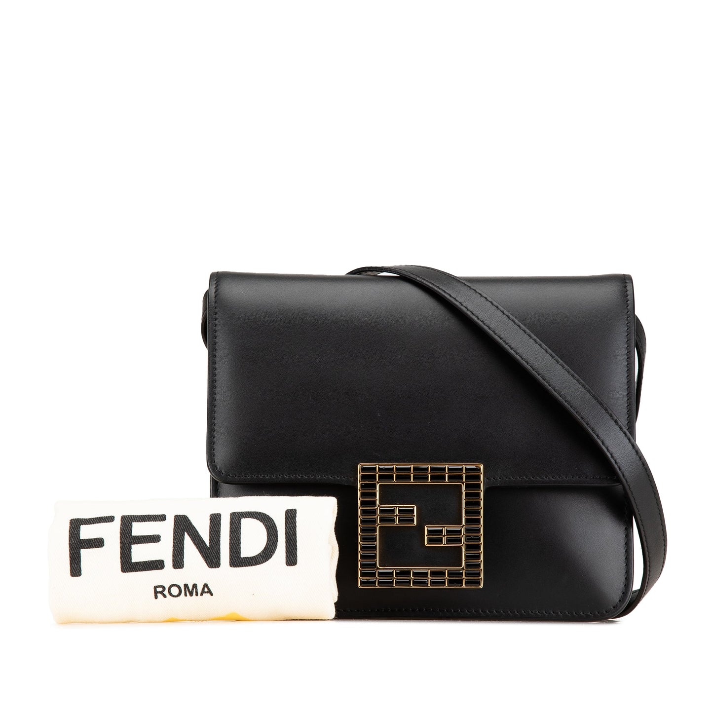 Fendi Leather Crystal Fab Crossbody