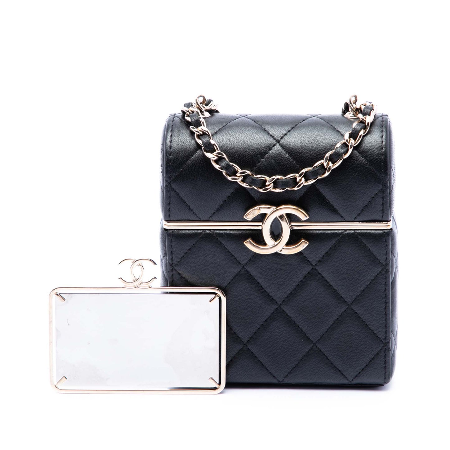 Chanel Small Quilted Lambskin Box With Chain