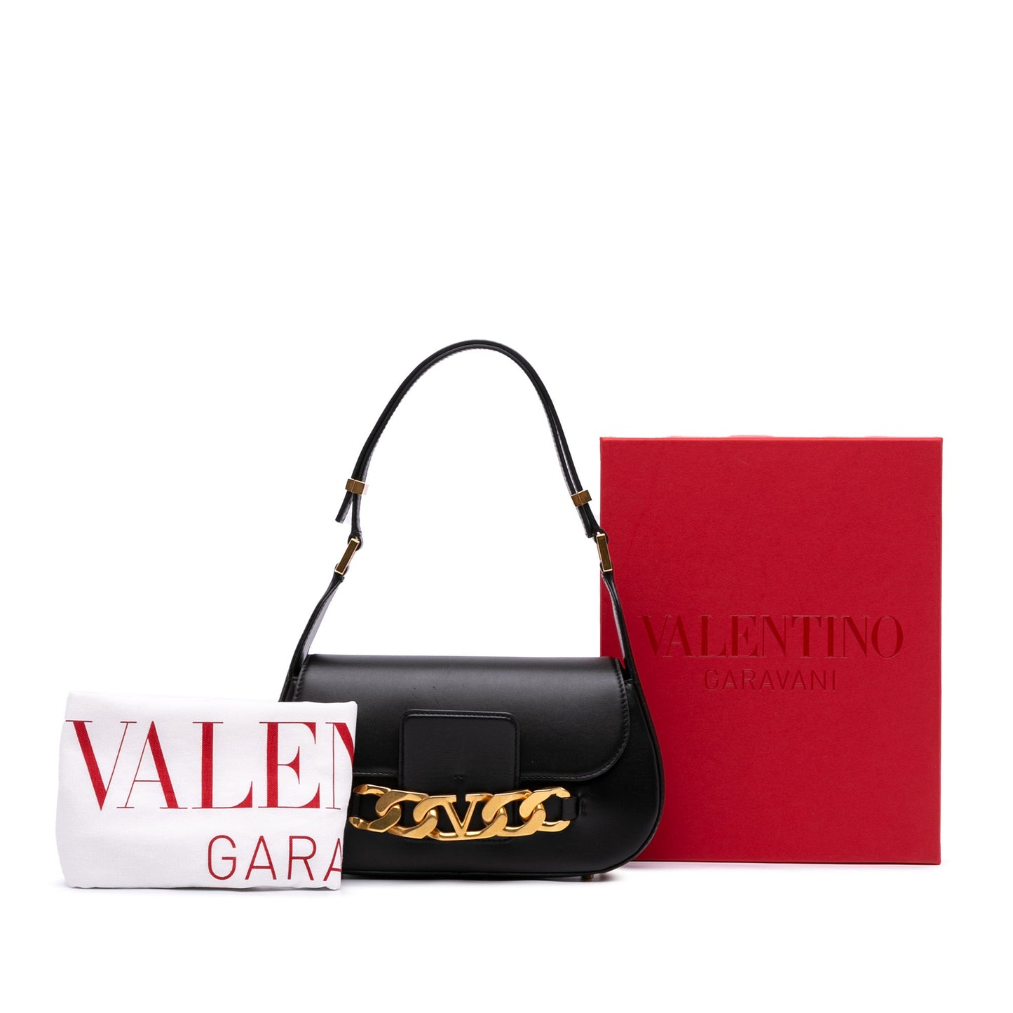 Valentino Medium Leather Vlogo Chain Shoulder Bag